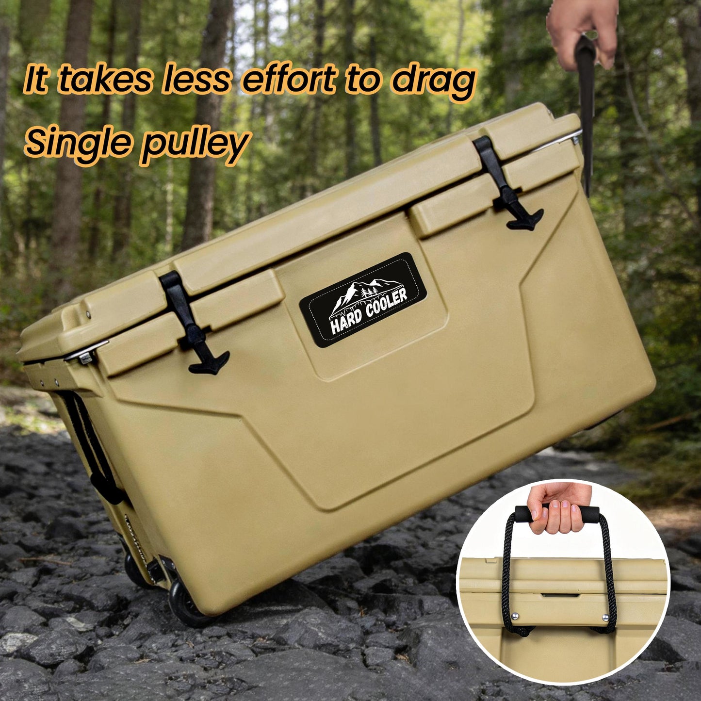 110 Quart Khaki Cooler, Rotomolded Insulated Ice Chest