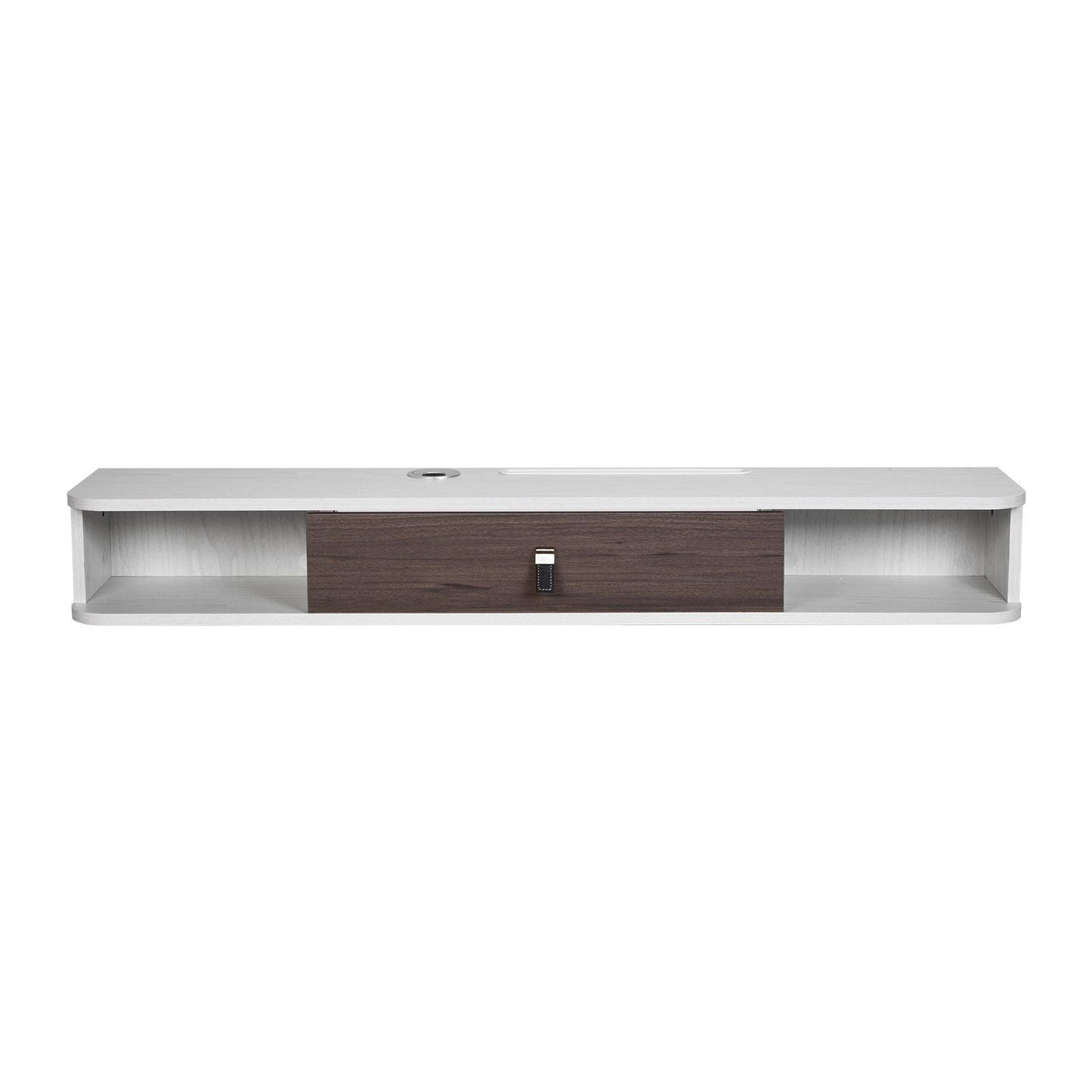 Floating TV Stand, 47 in Wall Mount Entertainment Center with Cable Hole, Modern Floating TV Shelf with Storage Cabinet, Particle Board Console for DVD Player, Cable Box, Game Console, White