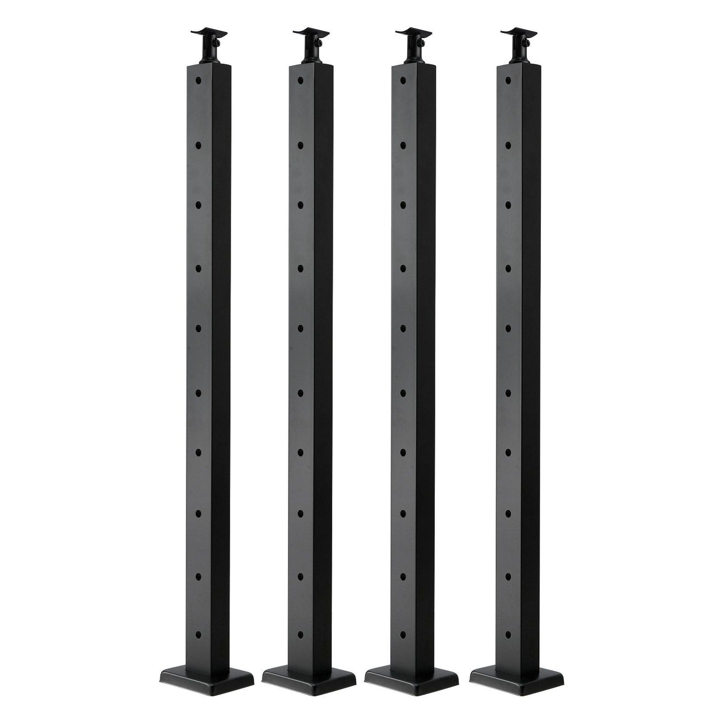 4-Pack Cable Railing Post, 36x1x2 In Horizontal-Hole Deck Railing Post with Pre-Drilled Holes, Stainless Steel Cable Rail Post with Horizontal and Curved Bracket, Black, 4JZLGZXHS914UUOI6001V0