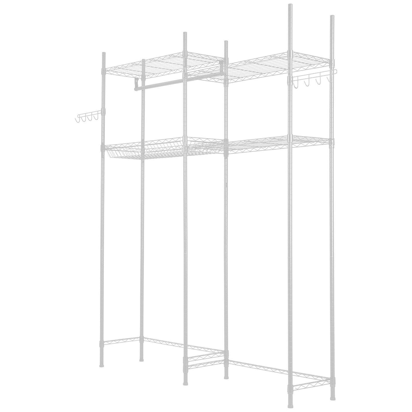 Over The Washer and Dryer Storage Shelf, 4 Tier Laundry Room Drying Rack with Hanger Rod and Hooks, Adjustable Over Washer and Dryer Shelves, Laundry Room Shelf Storage Space Saver, White