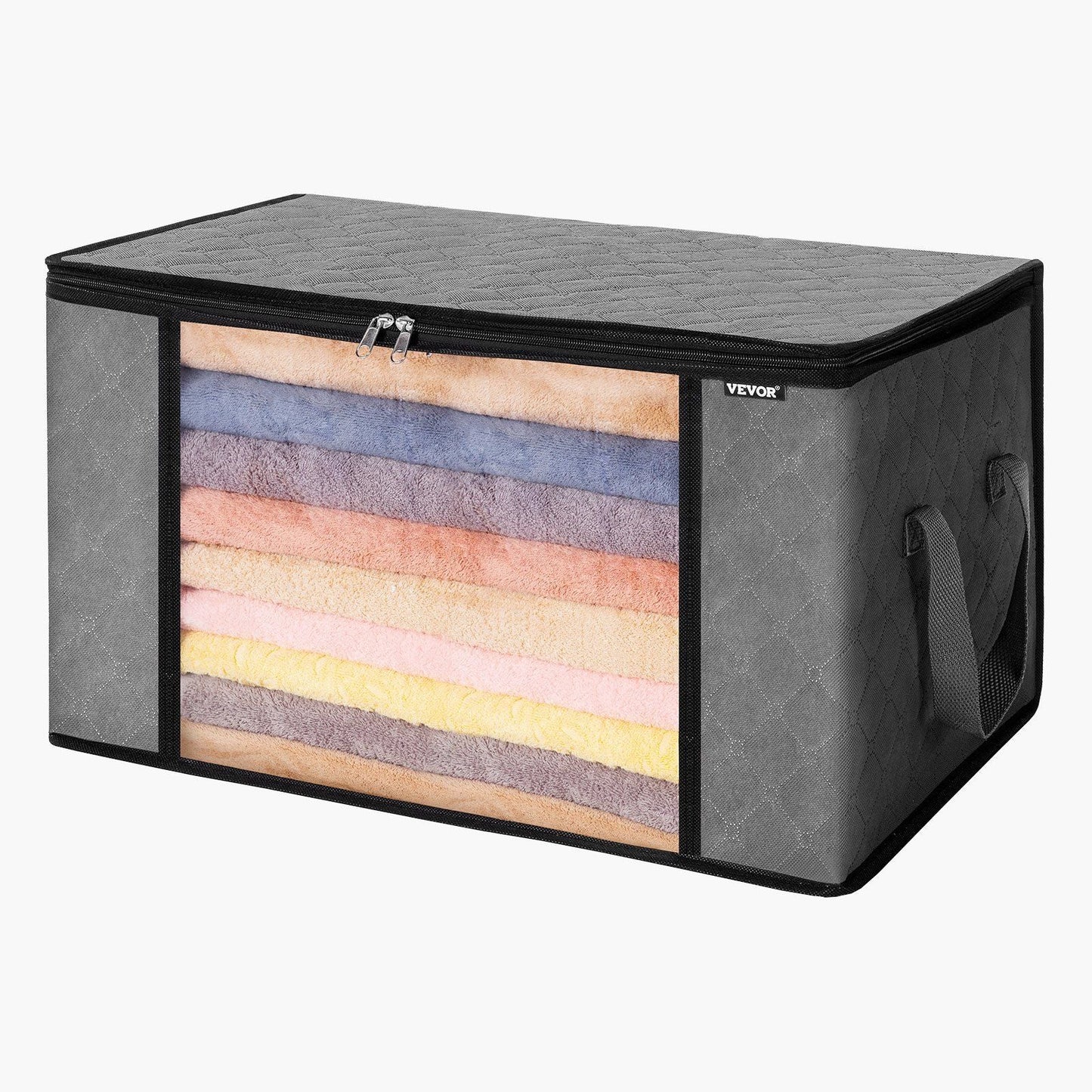 90L Large Storage Bags, 6 Pack Clothes Storage Bin, Foldable Closet Organizers Containers with Handle, Nov-woven Fabric Storage Bag for Clothing, Blanket, Comforter, Bed Sheet, Pillow(Grey)