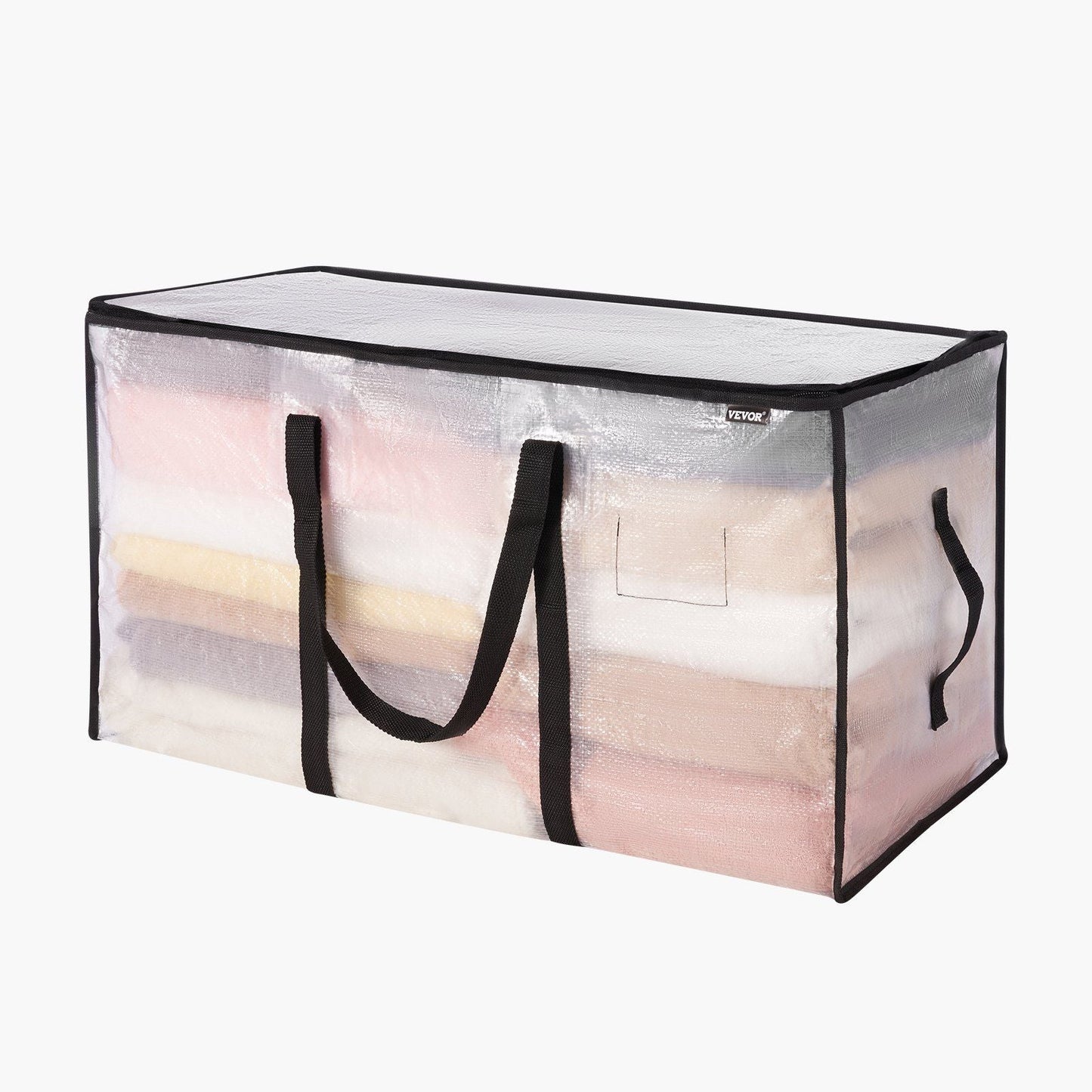 6 Packs 90L Clear Clothes Storage Bags, Plastic Blanket Storage Bags, Vinyl Foldable Moving Bags with Zipper, Closet Organizers and Storage Containers for Bedding, Duvet, Comforter