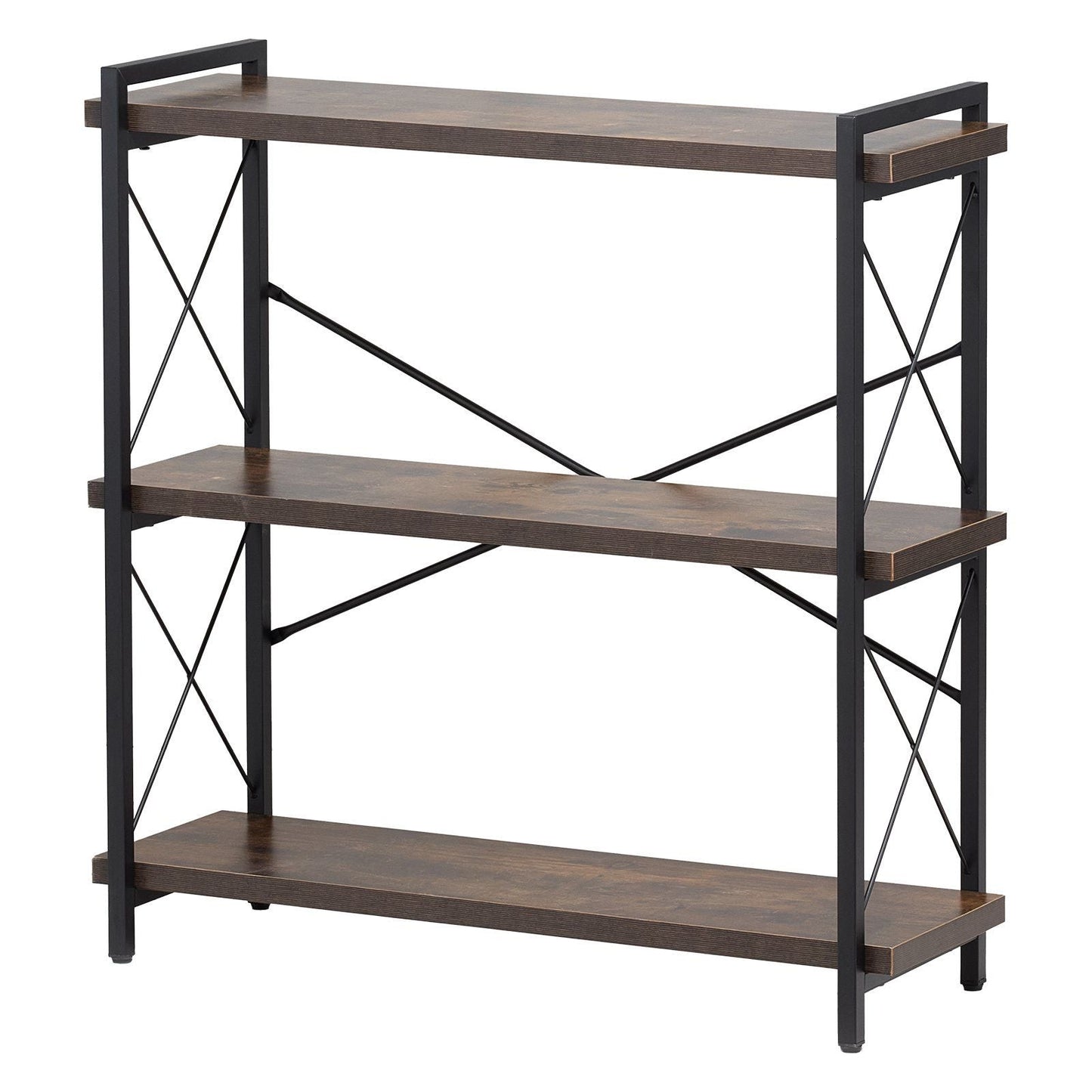 Metal Bookshelf Rustic Bookshelf 3-Tier for Living room Bedroom & Office