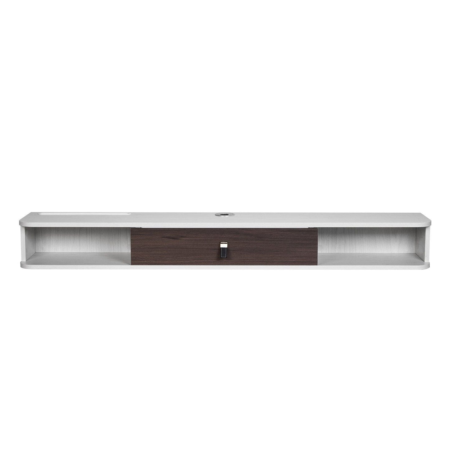 Floating TV Stand, 55 in Wall Mount Entertainment Center with Cable Hole, Modern Floating TV Shelf with Storage Cabinet, Particle Board Console for DVD Player, Cable Box, Game Console, White