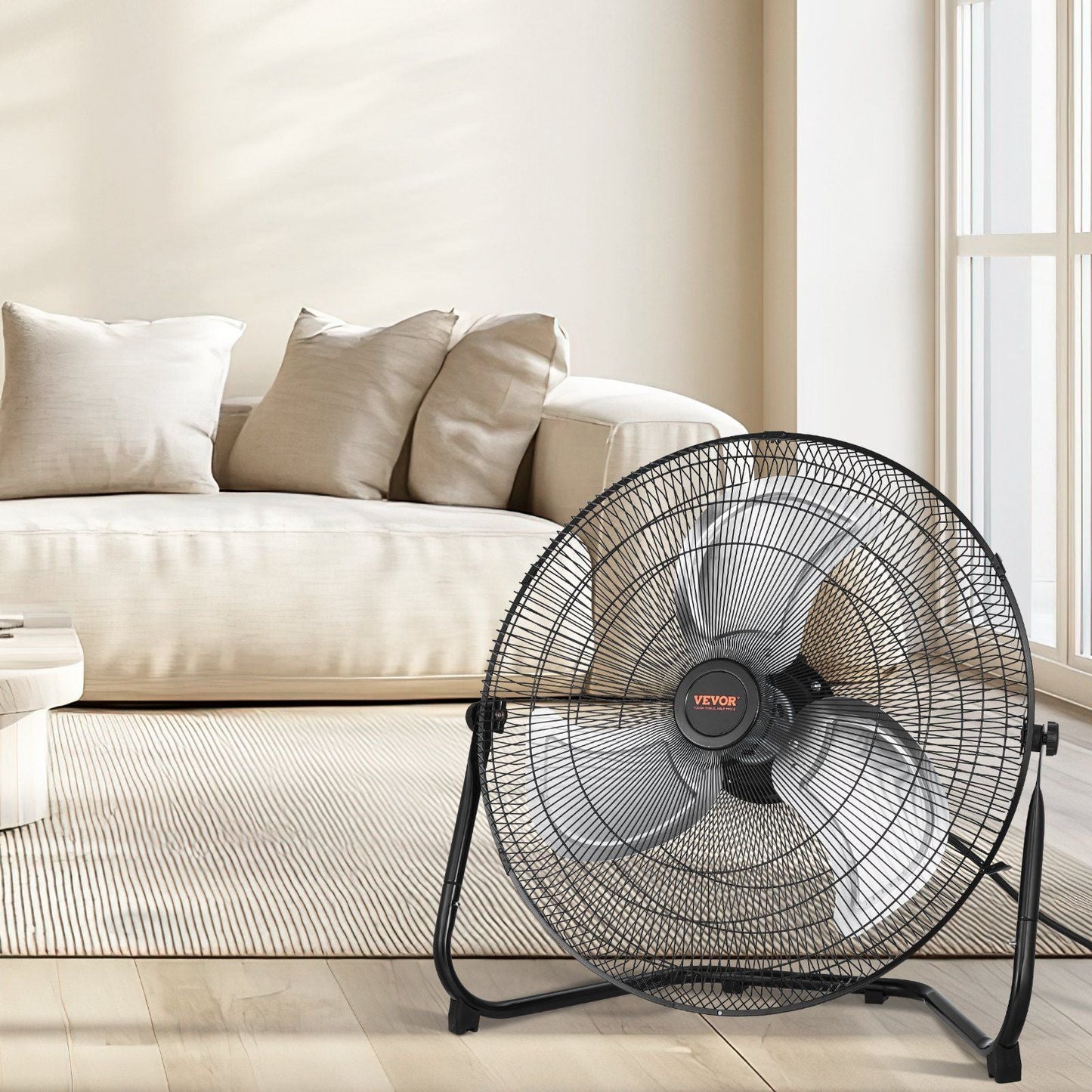 2 PCS 20 In Floor Fan 3 Speeds 360° Adjustable Tilt High-Velocity Industrial Fan