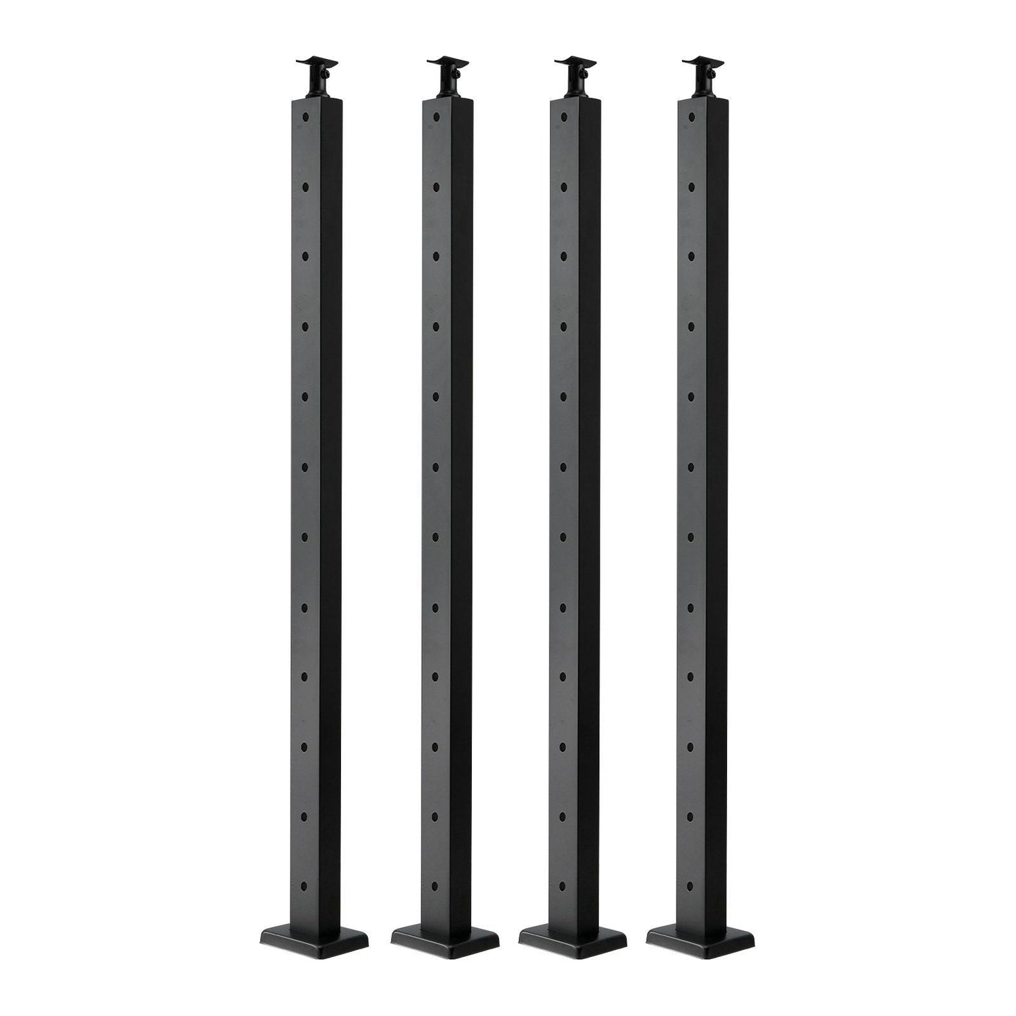4-Pack Cable Railing Post, 42x1x2 In Horizontal-Hole Deck Railing Post with Pre-Drilled Holes, Stainless Steel Cable Rail Post with Horizontal and Curved Bracket, Black, 4JZLGZXHS106REP67001V0
