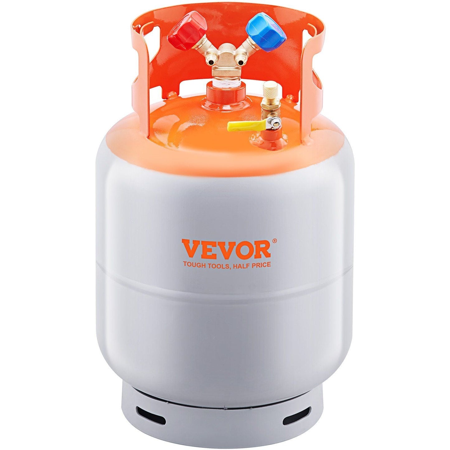 Refrigerant Recovery Tank, 50 LBS Capacity, 400 psi Portable Cylinder Tank with Y-Valve for Liquid/Vapor, High-sealing Recovery Can for R22/R134A/R410A, Orange+Gray