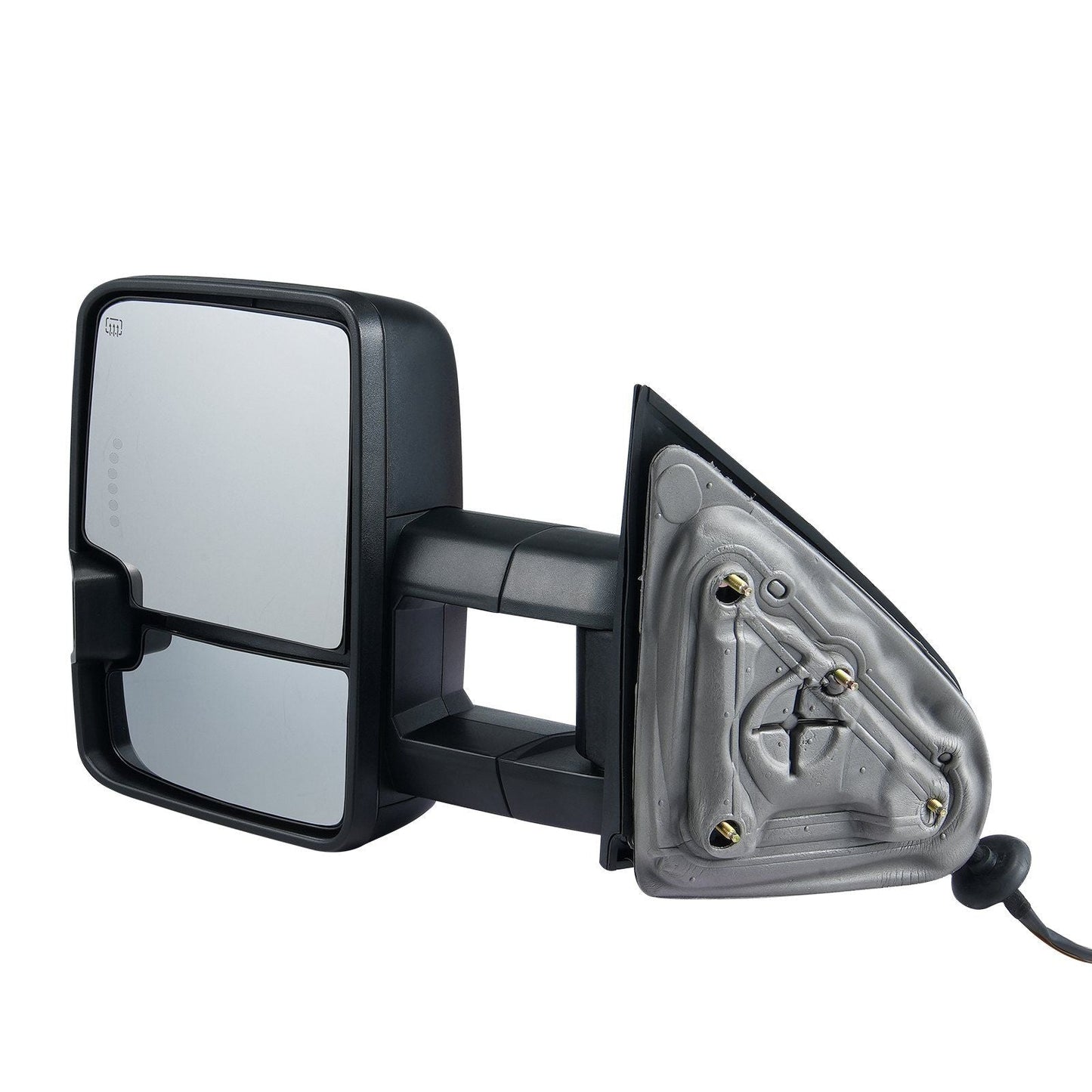 Towing Mirrors, Left & Right Pair Set for Chevrolet Silverado (2003-2007)/GMC/Cadillac, Power Heated with Signal Light & LED Driving Light, Manual Telescoping Folding, and Heating Defrost, Black