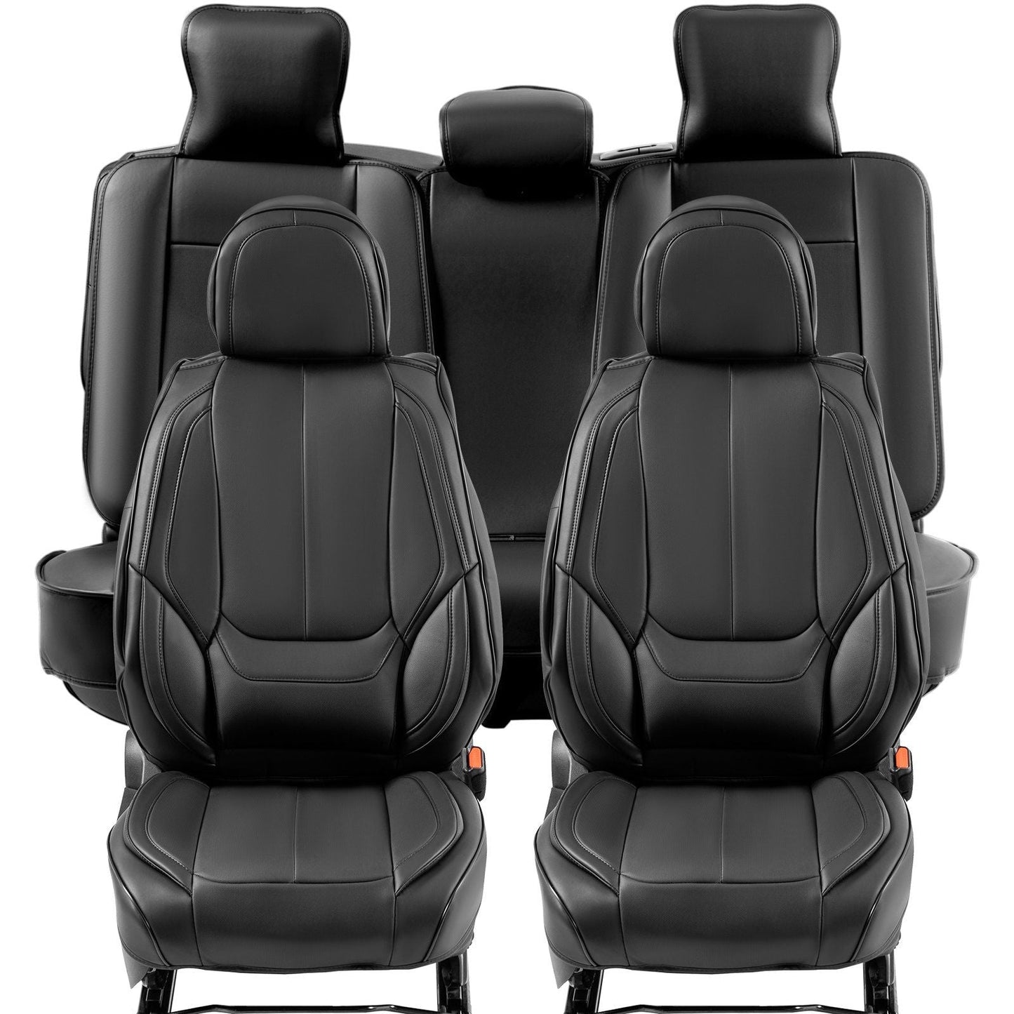 Seat Covers, Universal Car Seat Covers Full Set Seats, Front and Rear Seat, 13pcs Faux Leather Seat Cover, Full Enclosed Design, Detachable Headrest and Airbag Compatible, for Most Car SUV Truck