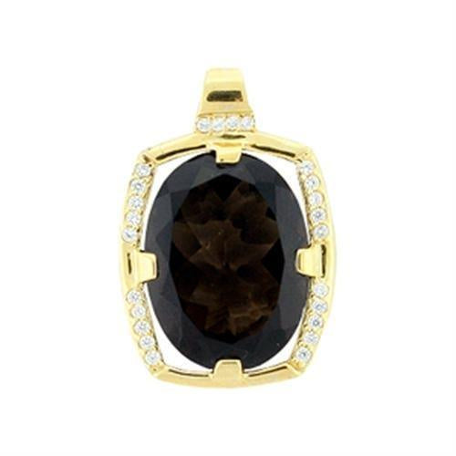 LOA373 - Gold 925 Sterling Silver Pendant with AAA Grade CZ in Smoky Topaz