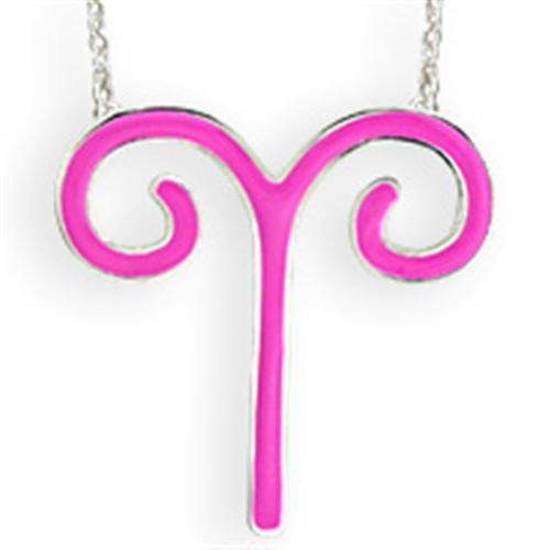 SNK08PINK - Silver Brass Chain Pendant with Epoxy in Rose