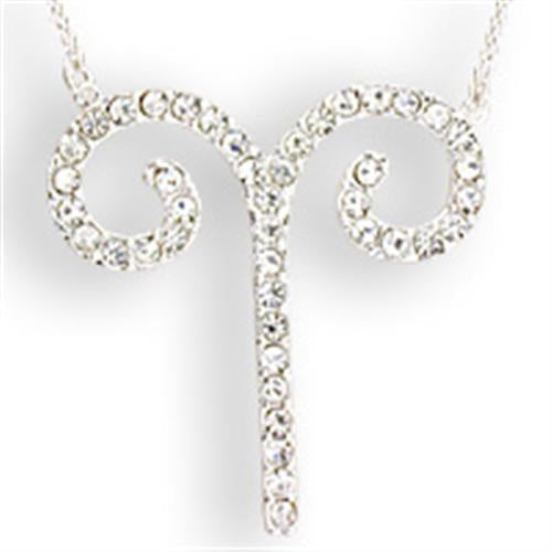 SNK08 - Silver Brass Chain Pendant with Top Grade Crystal in Clear