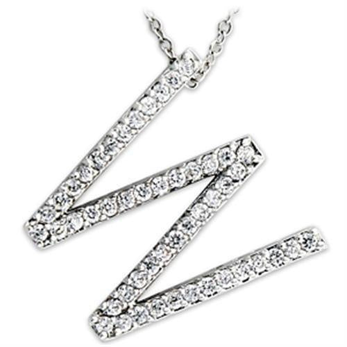 21621 - Rhodium Brass Pendant with AAA Grade CZ in Clear