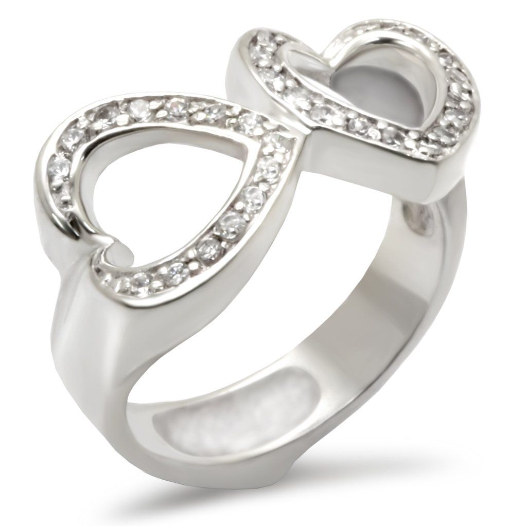 30235 - High-Polished 925 Sterling Silver Ring with AAA Grade CZ in Clear