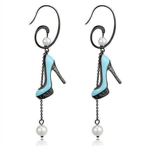 TK2721 - IP Light Black (IP Gun) Stainless Steel Earrings with Synthetic Pearl in White