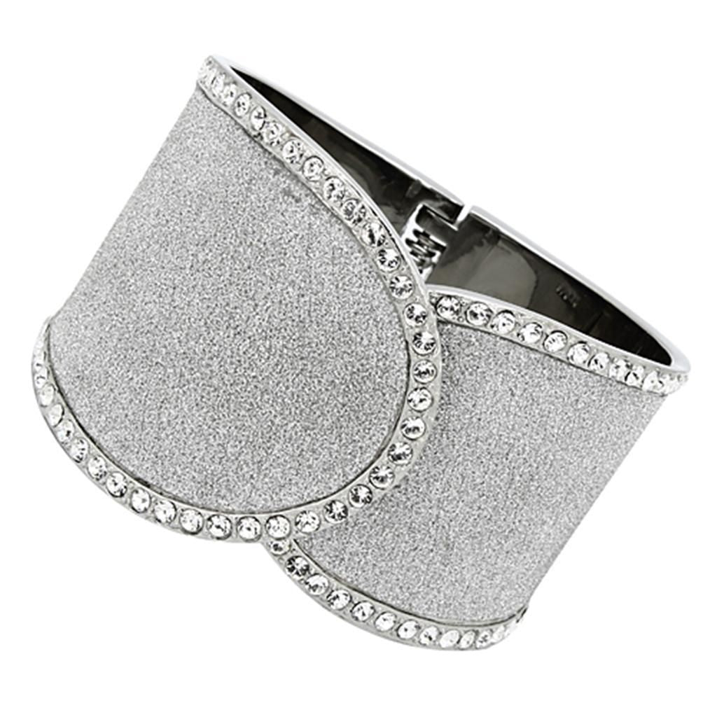 TK1152 - High polished (no plating) Stainless Steel Bangle with Top Grade Crystal in Clear