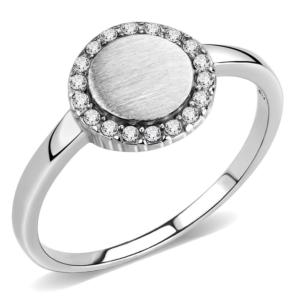 DA340 - No Plating Stainless Steel Ring with AAA Grade CZ in Clear