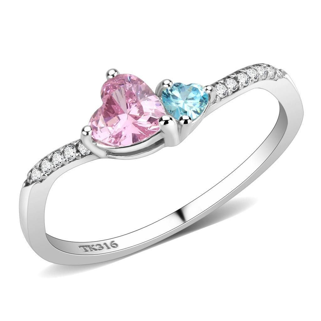 DA384Q - High polished (no plating) Stainless Steel Ring with AAA Grade CZ in Multi Color