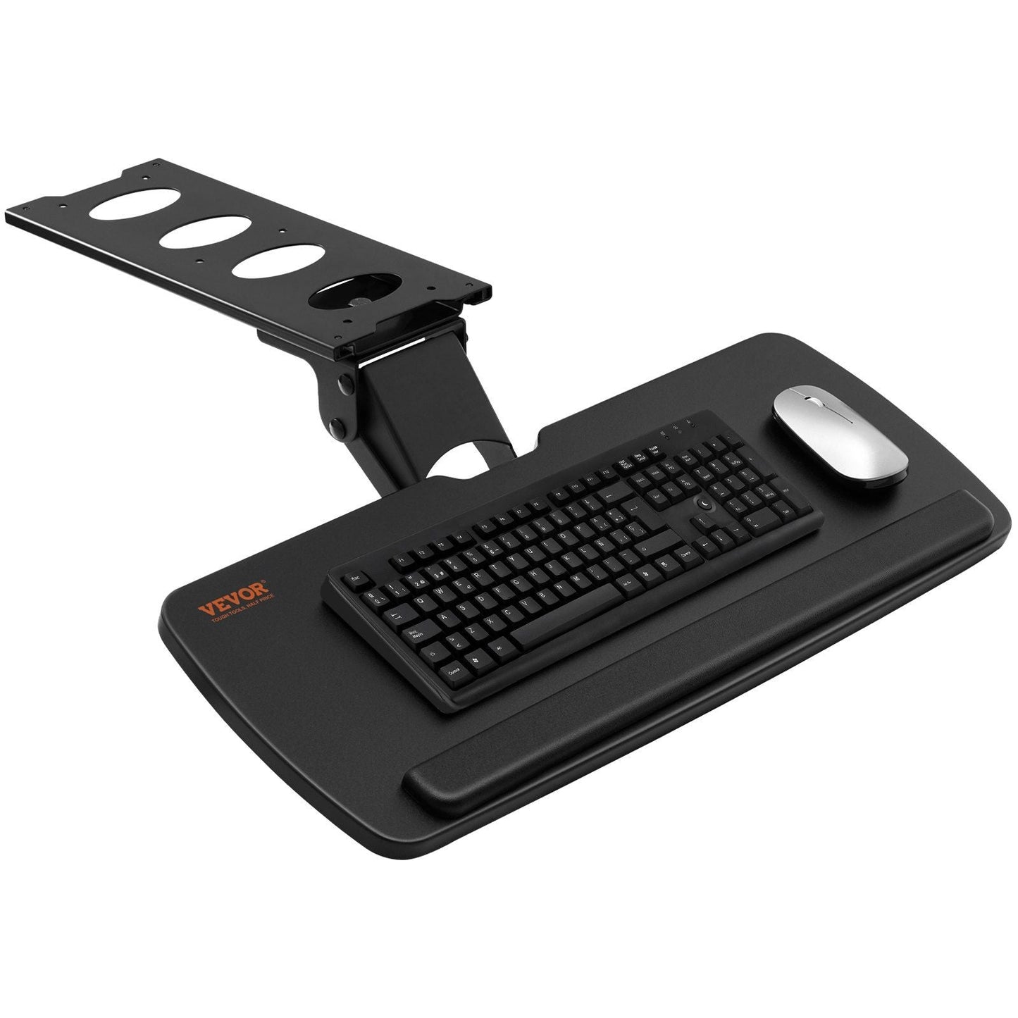 Keyboard Tray under Desk Adjustable Height, Height and Angle Adjustable under Desk Keyboard Tray Slide out, Large 25x9.8 inch Keyboard Holder under Desk for Typing in Home, Office Work