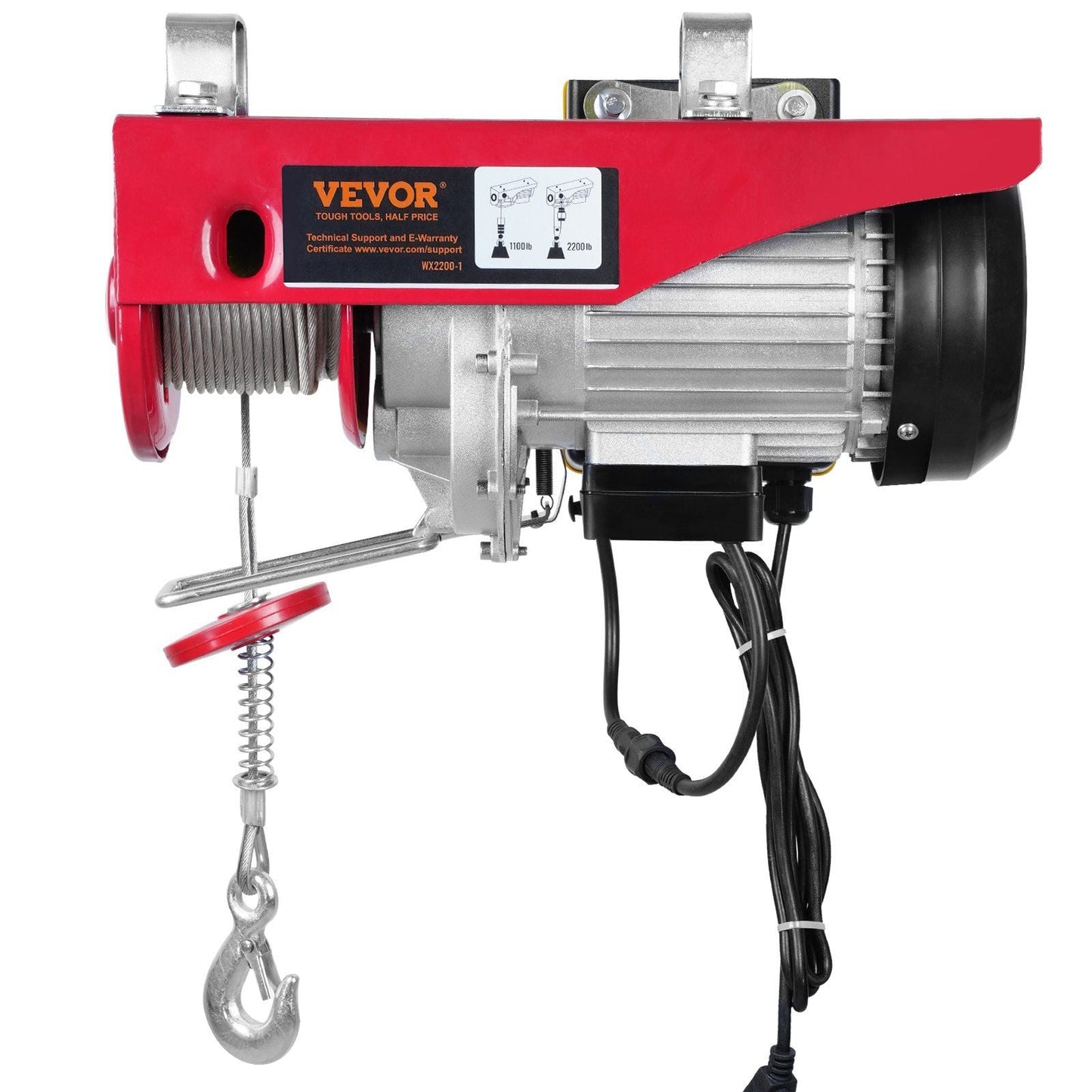 Electric Hoist, 2200 lbs Lifting Capacity, 1600W 110V Electric Steel Wire Winch with Wireless Remote Control, 40ft Single Cable Lifting Height & Pure Copper Motor, for Garage Warehouse Factory