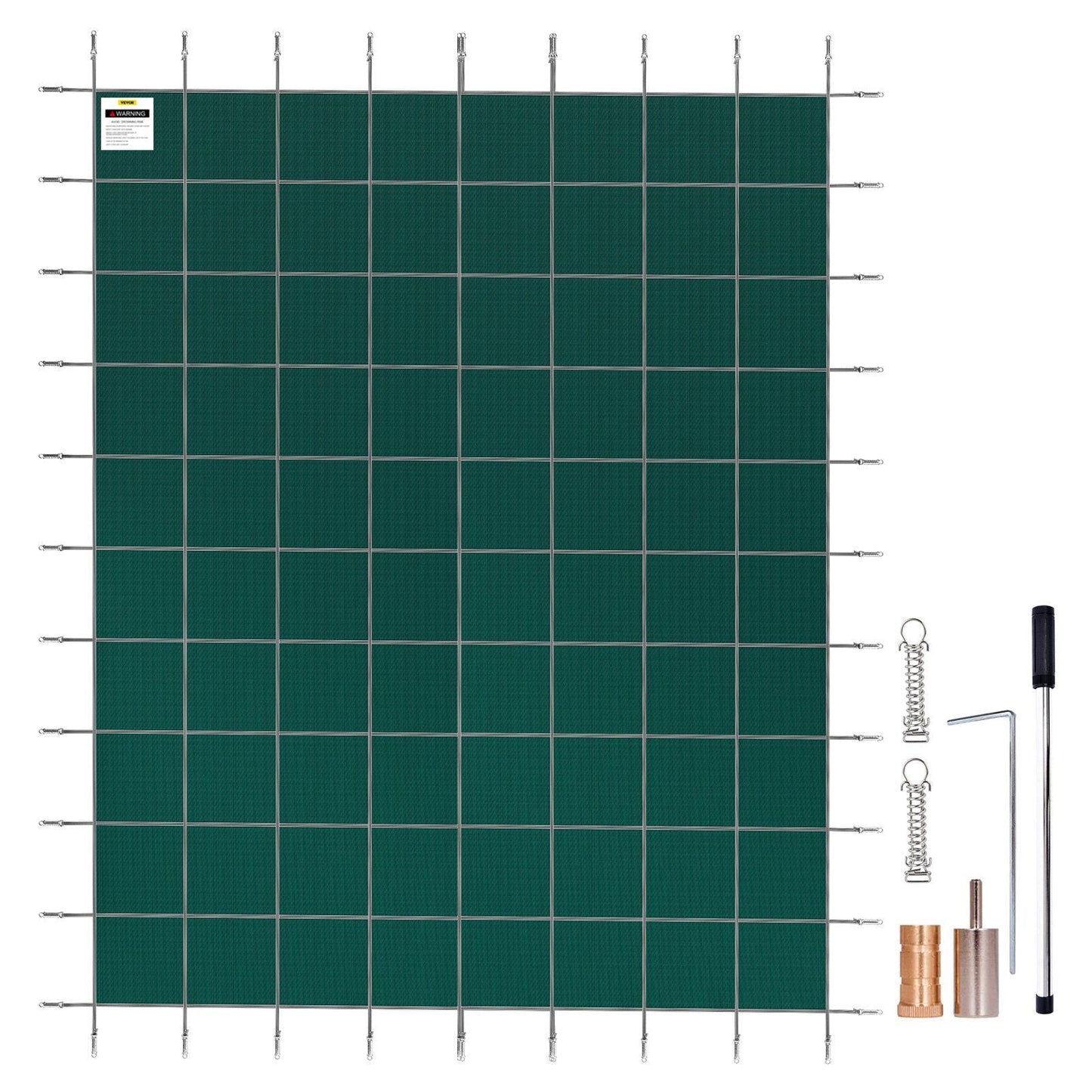 Inground Pool Safety Cover, 16 ft x 30 ft Rectangular Winter Pool Cover, Triple Stitched, High Strength Mesh PP Material with Good Rain Permeability, Installation Hardware Included, Green