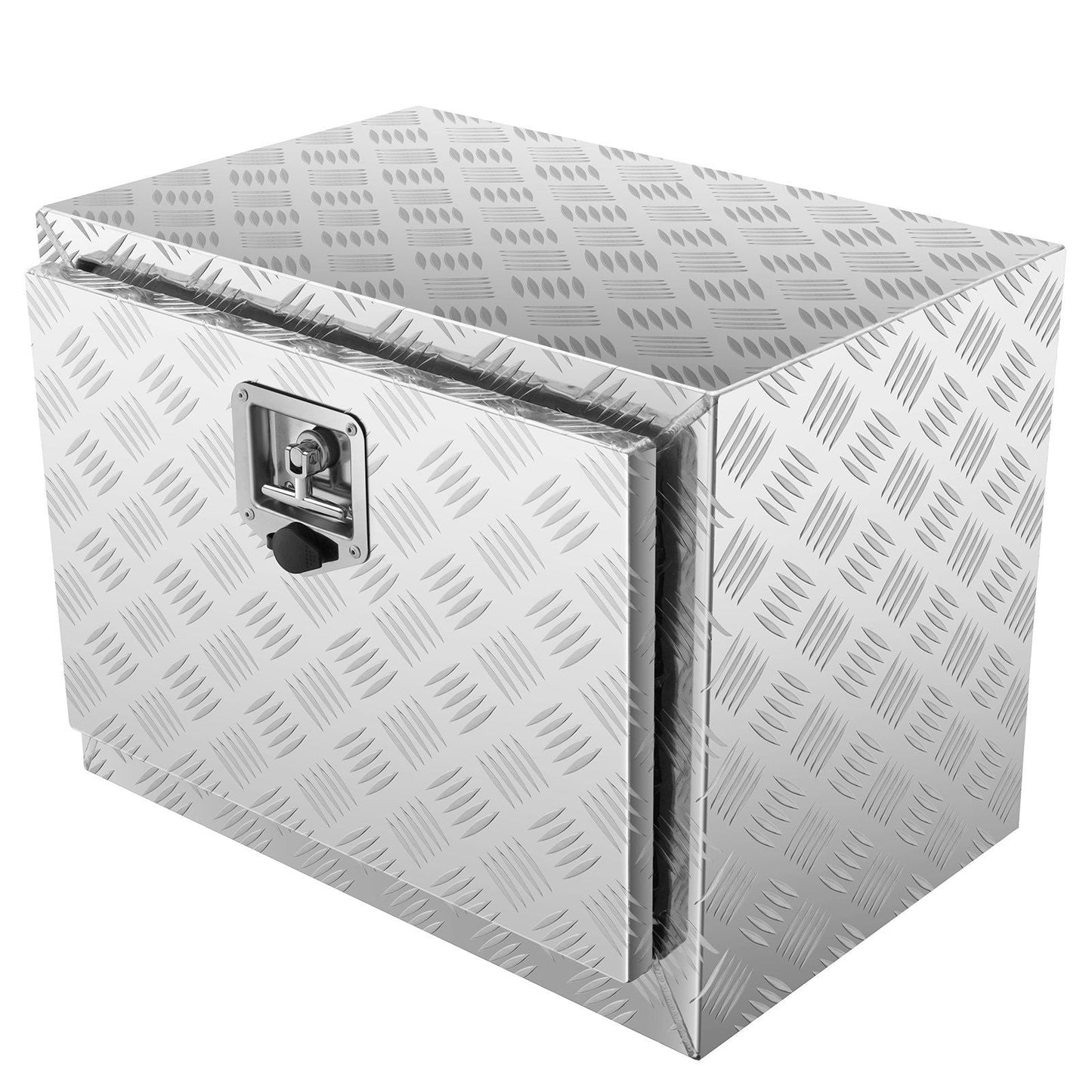 Underbody Truck Box, 24"×17"×18" Pickup Storage Box, Heavy Duty Aluminum Diamond Plate Tool Box with Lock and Keys, Waterproof Trailer Storage Box with T-Handle Latch for Truck, Van, Trailer