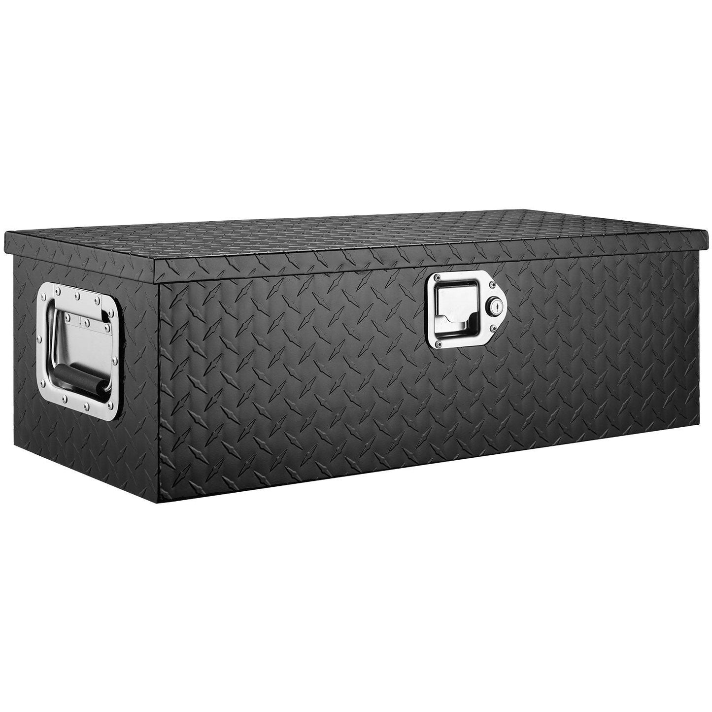 Heavy Duty Aluminum Truck Bed Tool Box, Diamond Plate Tool Box with Side Handle and Lock Keys, Storage Tool Box Chest Box Organizer for Pickup, RV, Trailer, Truck Bed, 30"x13"x9.6", Black