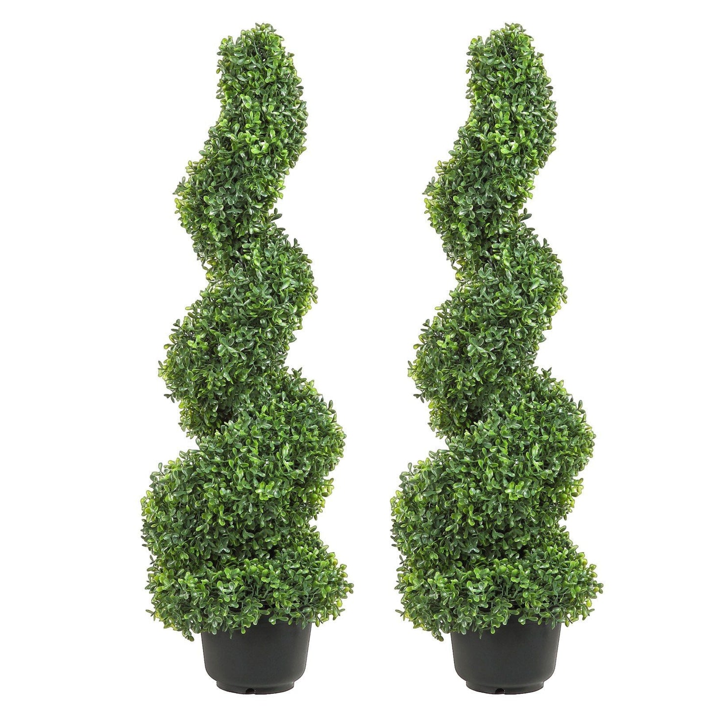 2 pcs. Artificial Boxwood Tower Topiary Spiral Artificial Plant 122cm high Decorative Plant Green Plastic PE Iron Topiary Plants incl. 10 pcs. Replacement Leaves