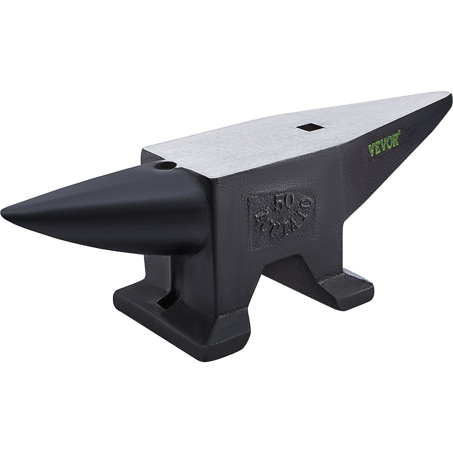 Cast Steel Anvil, 110 Lbs(50kg) Single Horn Anvil with Large Countertop and Stable Base, High Hardness Rugged Round Horn Anvil Blacksmith, for Bending, Shaping