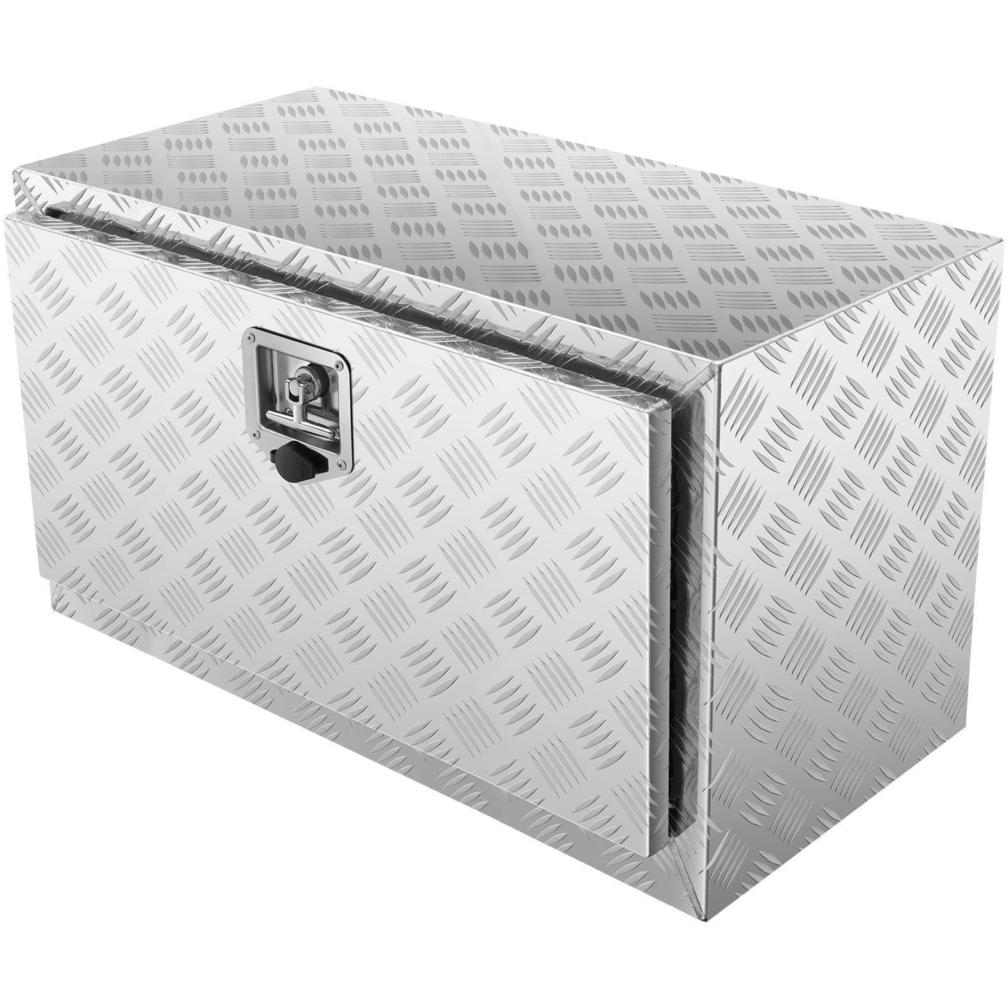 Underbody Truck Box, 30"×17"×18" Pickup Storage Box, Heavy Duty Aluminum Diamond Plate Tool Box with Lock and Keys, Waterproof Trailer Storage Box with T-Handle Latch for Truck, Van, Trailer