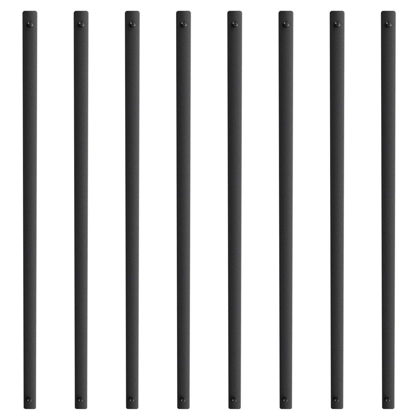 Staircase Metal Balusters, 29.5'' x 1'' Flat Aluminum Alloy Decorative Banister Spindles, 51 Pack Deck Baluster with Screws, Classic Hollow Deck Railing Satin Black Powder Coated for Porch