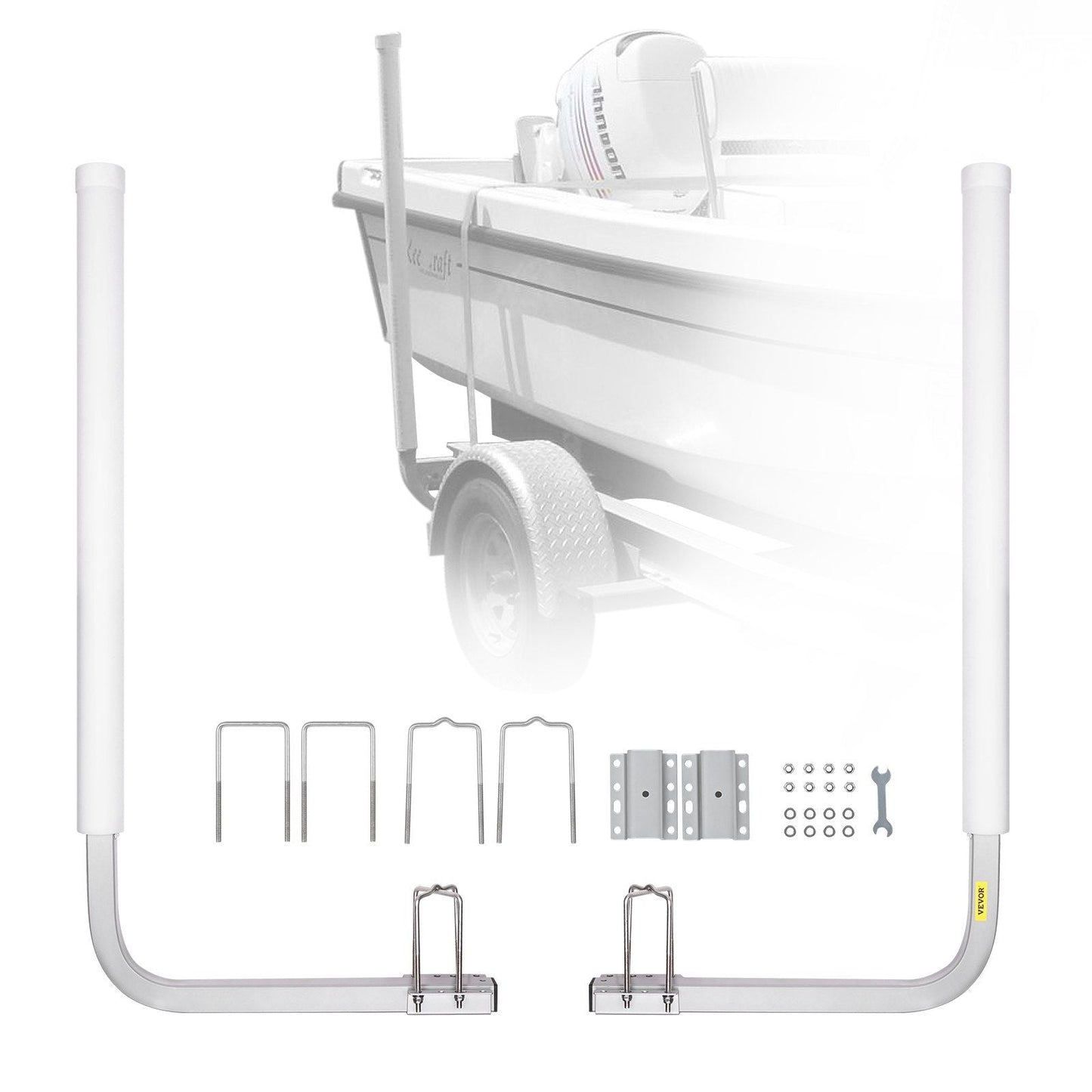 Boat Trailer Guide, 43' Adjustable Design Trailer Guide Poles, 2PCS Rustproof Galvanized Steel Trailer Guide, Trailer Guides with PVC Pipes, for Ski Boat, Fishing Boat or Sailboat Trailer 2024