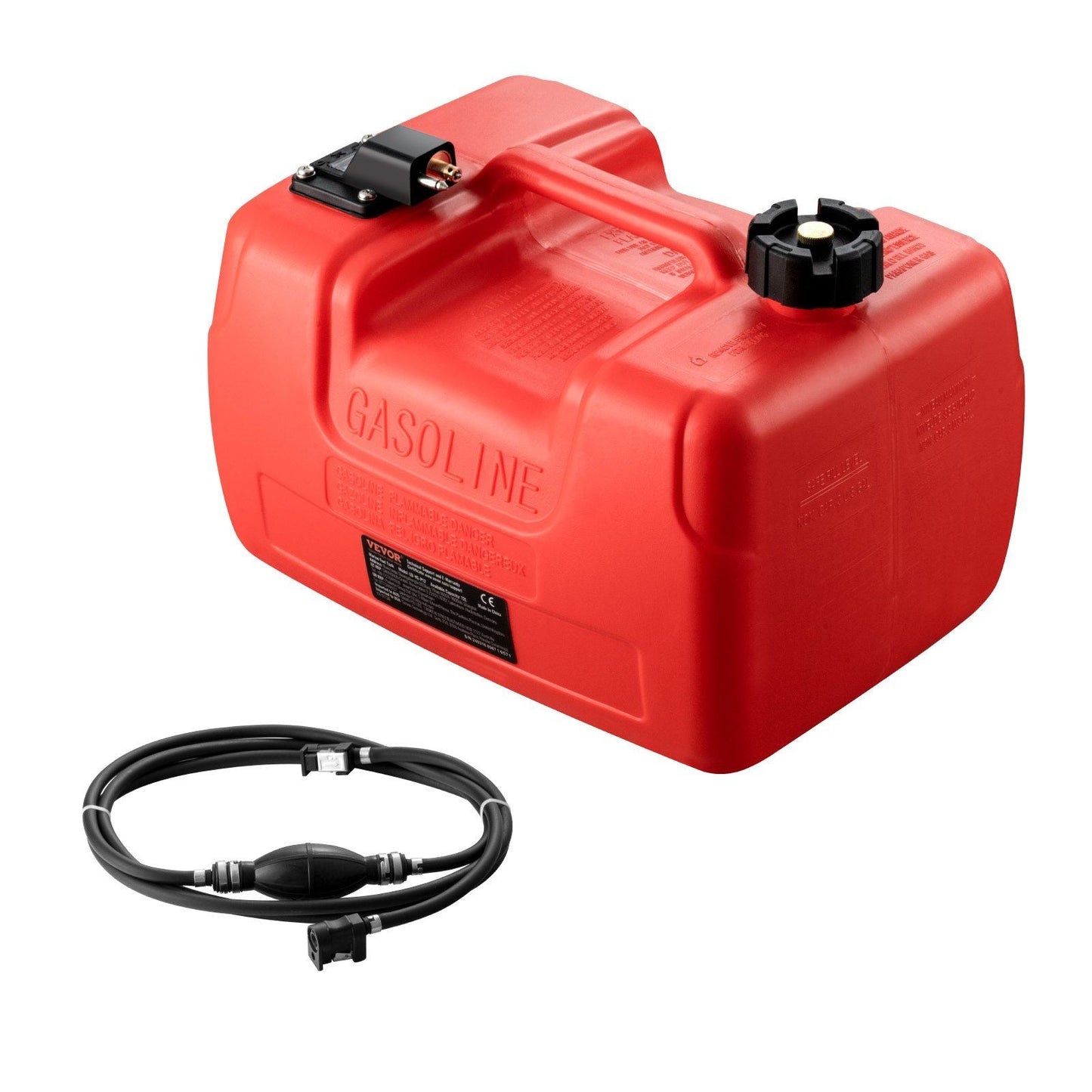 Marine Fuel Tank, 3.17 Gallon/12L, Portable Boat Fuel Gas Tank for Outboard Engine Boats, Plastic Outboard Marine Boat Fuel Tank with Hose, Easy to Carry for Yacht, Fishing Boat, Deck Boat, Red