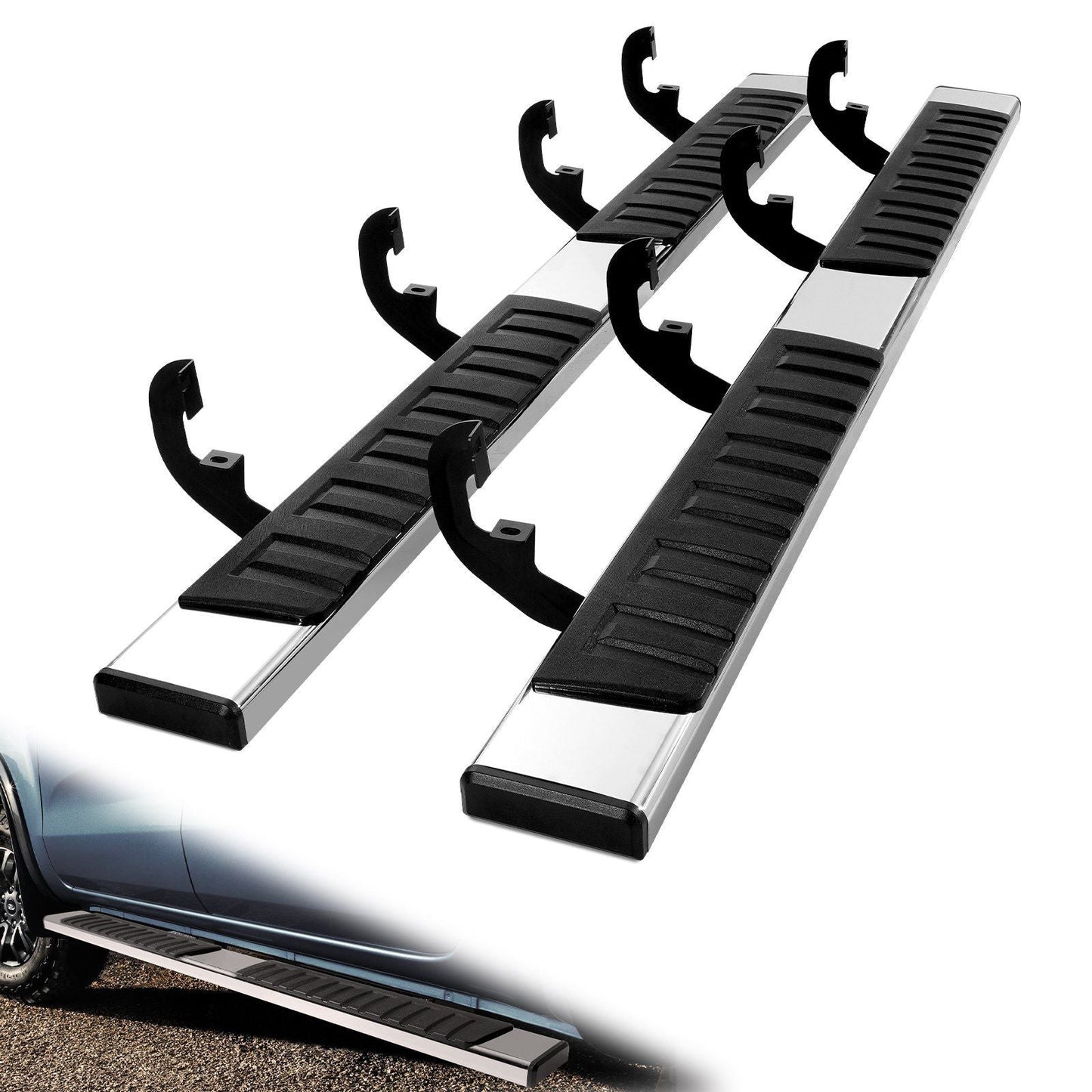 Running Boards, 6" Step Bars Compatible with 2019-2023 Chevy Silverado/GMC Sierra 1500/2020-2024 Silverado/Sierra 2500/3500HD Crew Cab, 201 Stainless Steel Side Steps Nerf Bars, 500LBS, 2 Piece