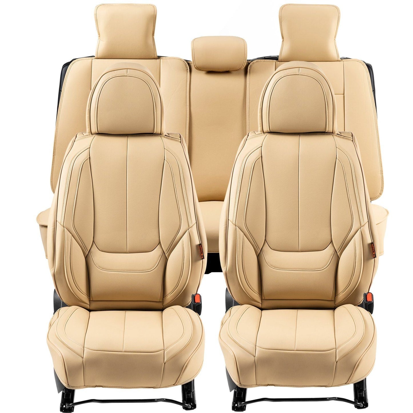 Seat Covers, Universal Car Seat Covers Full Set Seats, Front and Rear Seat, 13pcs Faux Leather Seat Cover, Full Enclosed Design, Detachable Headrest and Airbag Compatible, for Most Car SUV Truck