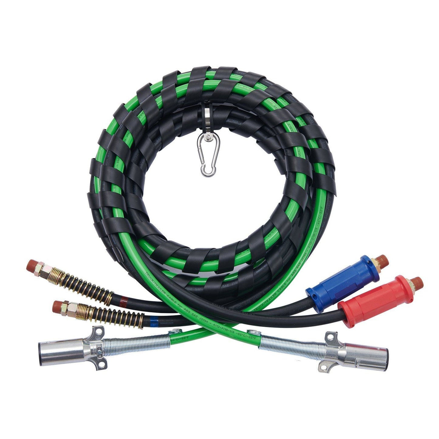 15FT Semi Truck Air Lines Kit with 2PCS Glad Hands, 3-in-1 Air Hoses & 7 Way ABS Electric Power Line, with 2PCS Gladhand Handles, 4PCS Seals and Tender Spring Kit for Semi Truck Trailer Tractor