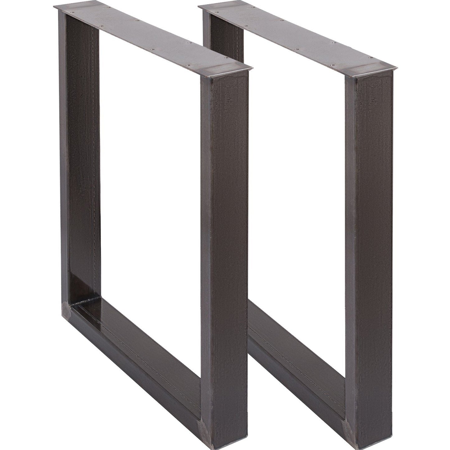 Set of 2 Steel Table Legs, 28''Height 23''Wide Dining Table Legs, Heavy Duty 3.1" Square Box Section Square Table Legs, 28x23x3.1 Inch Original Color Industrial Country Style Metal Dining Legs