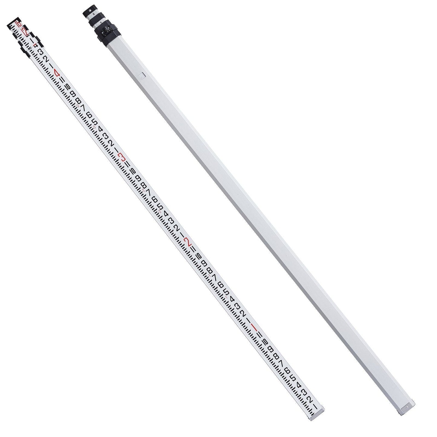 Aluminum Grade Rod, 16-Feet/8ths 4 Sections Telescopic Measuring Rod,Double-Sided Scale 1/8in Leveling Rod Stick,Aluminum Alloy Survey Rod with Bubble Level &Carrying Bag for Houses,Walls,Floors