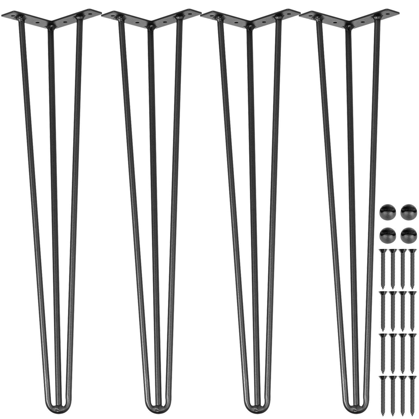 Hairpin Table Legs 28" Black Set of 4 Desk Legs 880lbs Load Capacity (Each 220lbs) Hairpin Desk Legs 3 Rods for Bench Desk Dining End Table Chairs Carbon Steel DIY Heavy Duty Furniture Legs