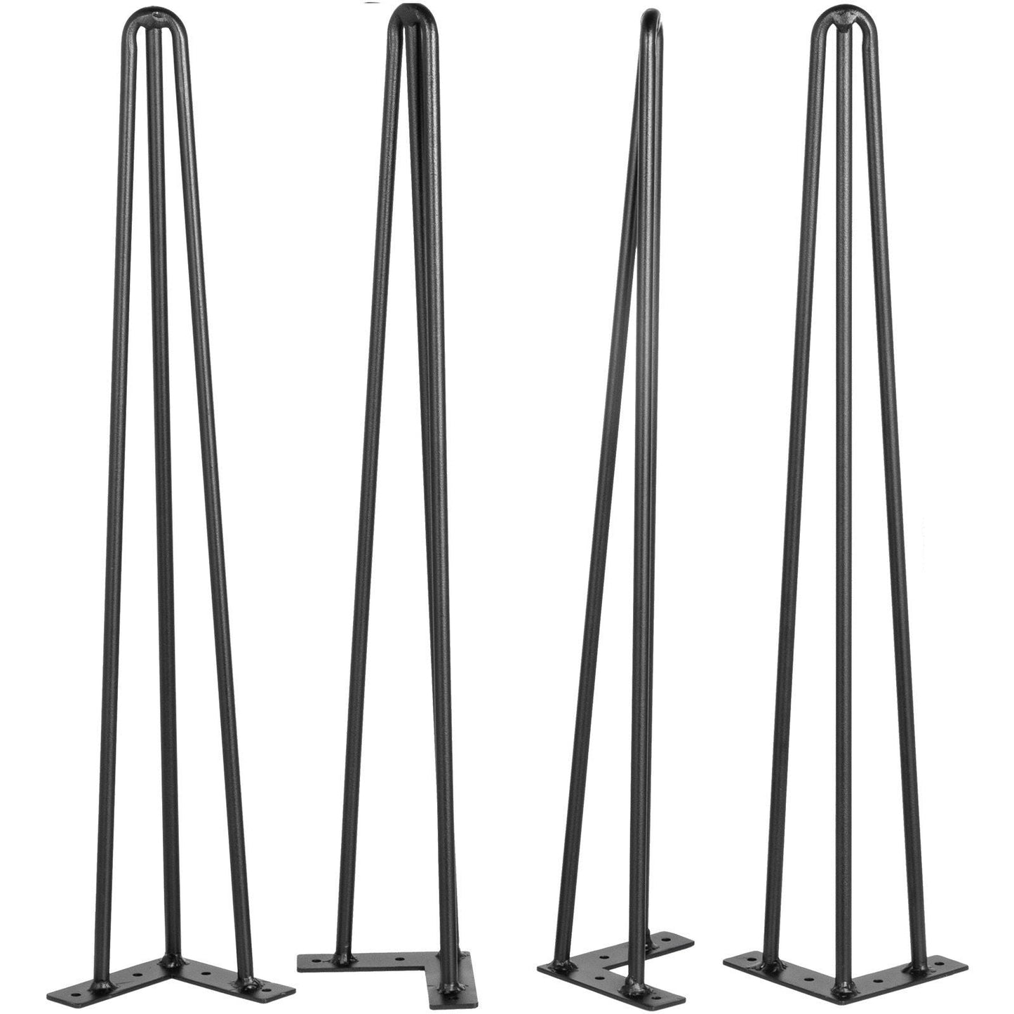 Hairpin Table Legs 26" Black Set of 4 Desk Legs 880lbs Load Capacity (Each 220lbs) Hairpin Desk Legs 3 Rods for Bench Desk Dining End Table Chairs Carbon Steel DIY Heavy Duty Furniture Legs