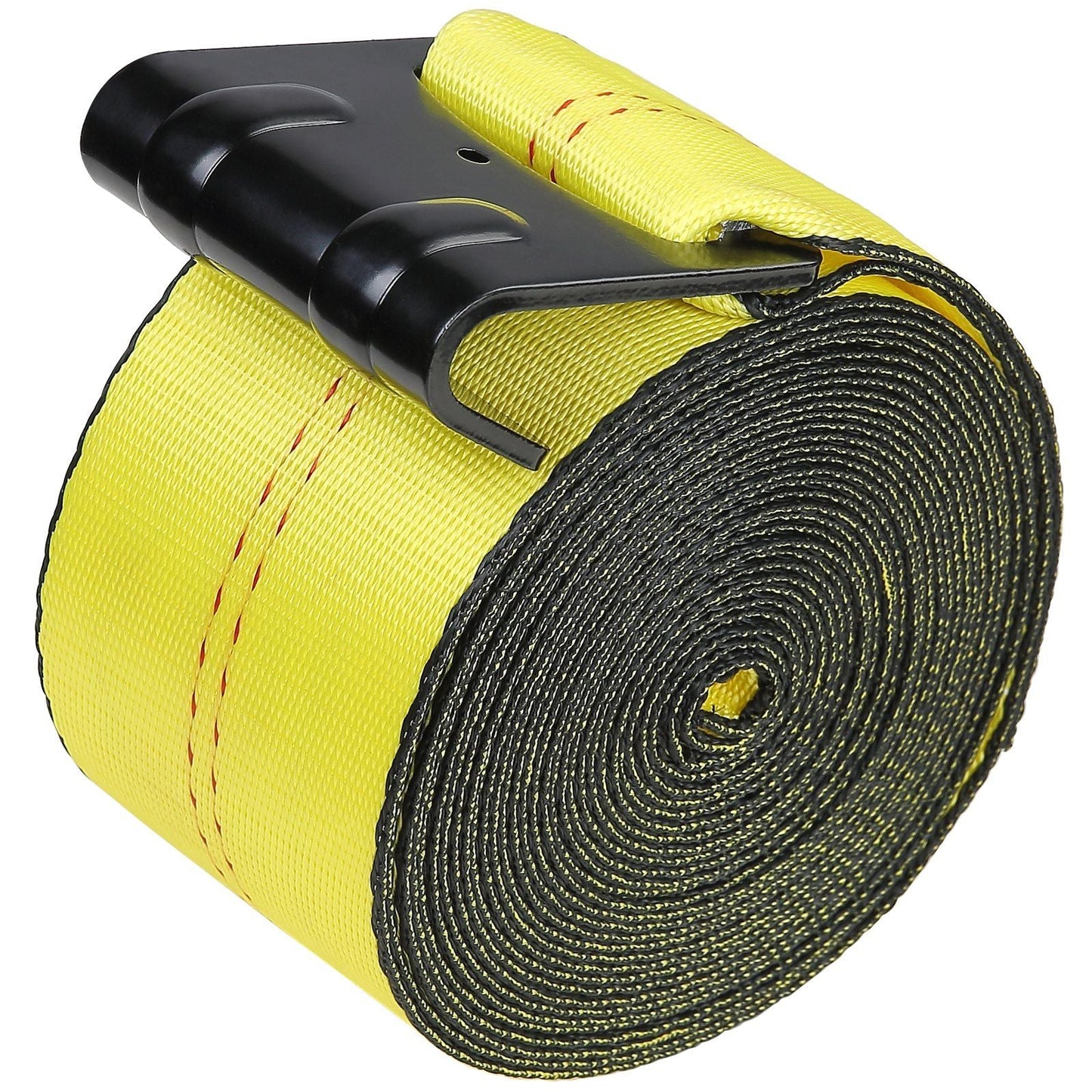 Winch Straps, 4" x 40', 6000 lbs Load Capacity, 18000 lbs Break Strength, Truck Straps with Flat Hook, Flatbed Tie Downs Cargo Control for Trailers, Farms, Rescues, Tree Saver, Yellow (10 Pack)
