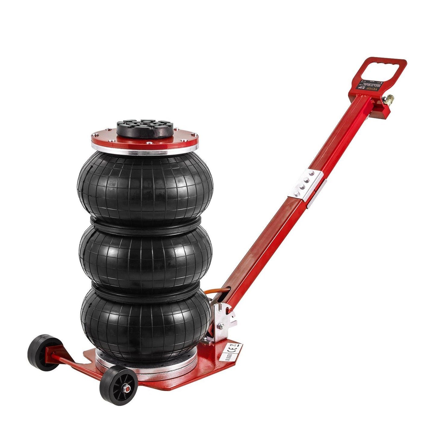 Air Jack, 3 Ton/6600 lbs Triple Bag Air Jack, Airbag Jack with Six Steel Pipes, Lift up to 17.7", 3-5 s Fast Lifting Pneumatic Jack, with Adjustable Long Handle for Cars, Garages, Repair (Red)