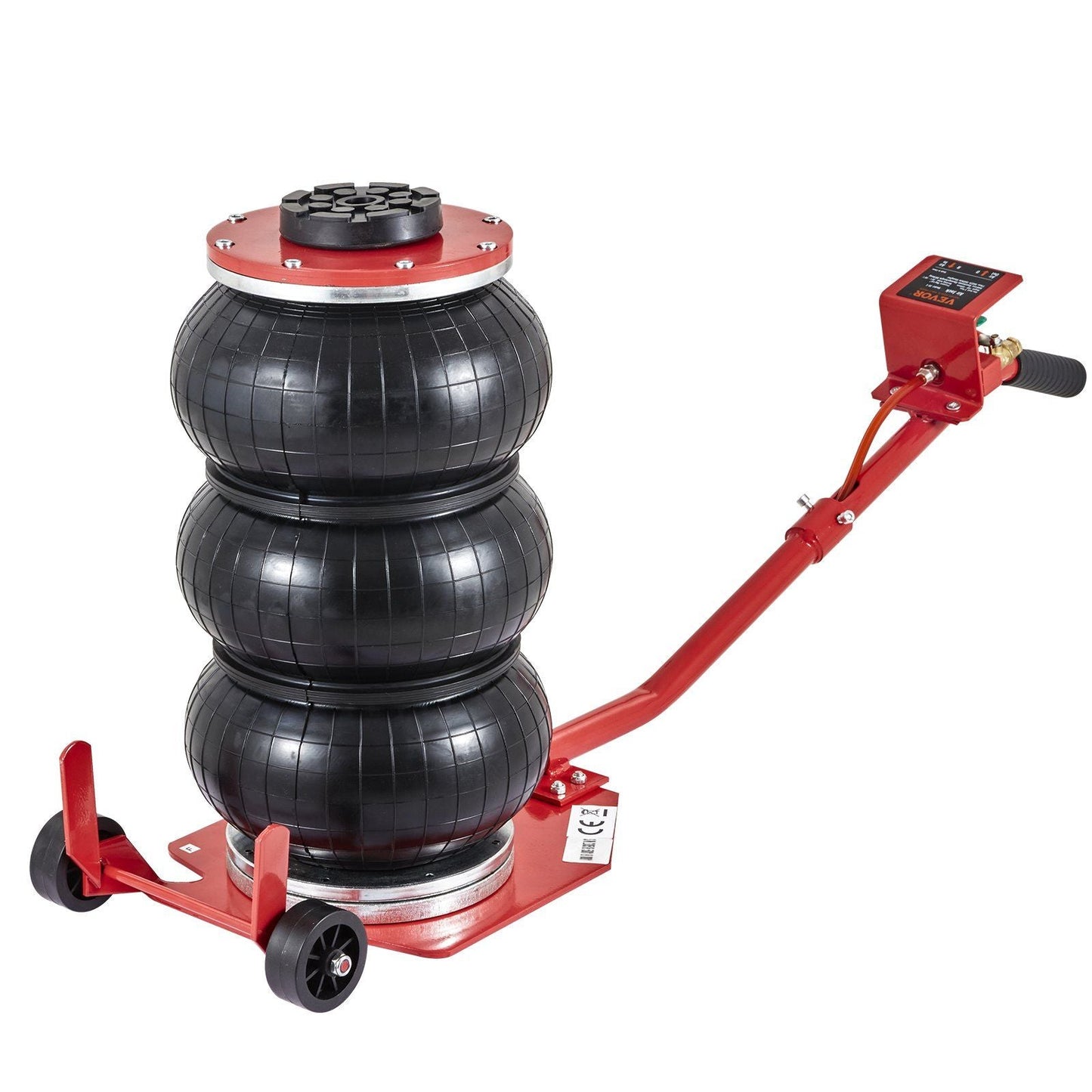 Air Jack, 3 Ton/6600 lbs Triple Bag Air Jack, Airbag Jack with Six Steel Pipes, Lift up to 17.7 inch/450 mm, 3-5 s Fast Lifting Pneumatic Jack, with Long Handles for Cars, Garages, Repair, (Red)