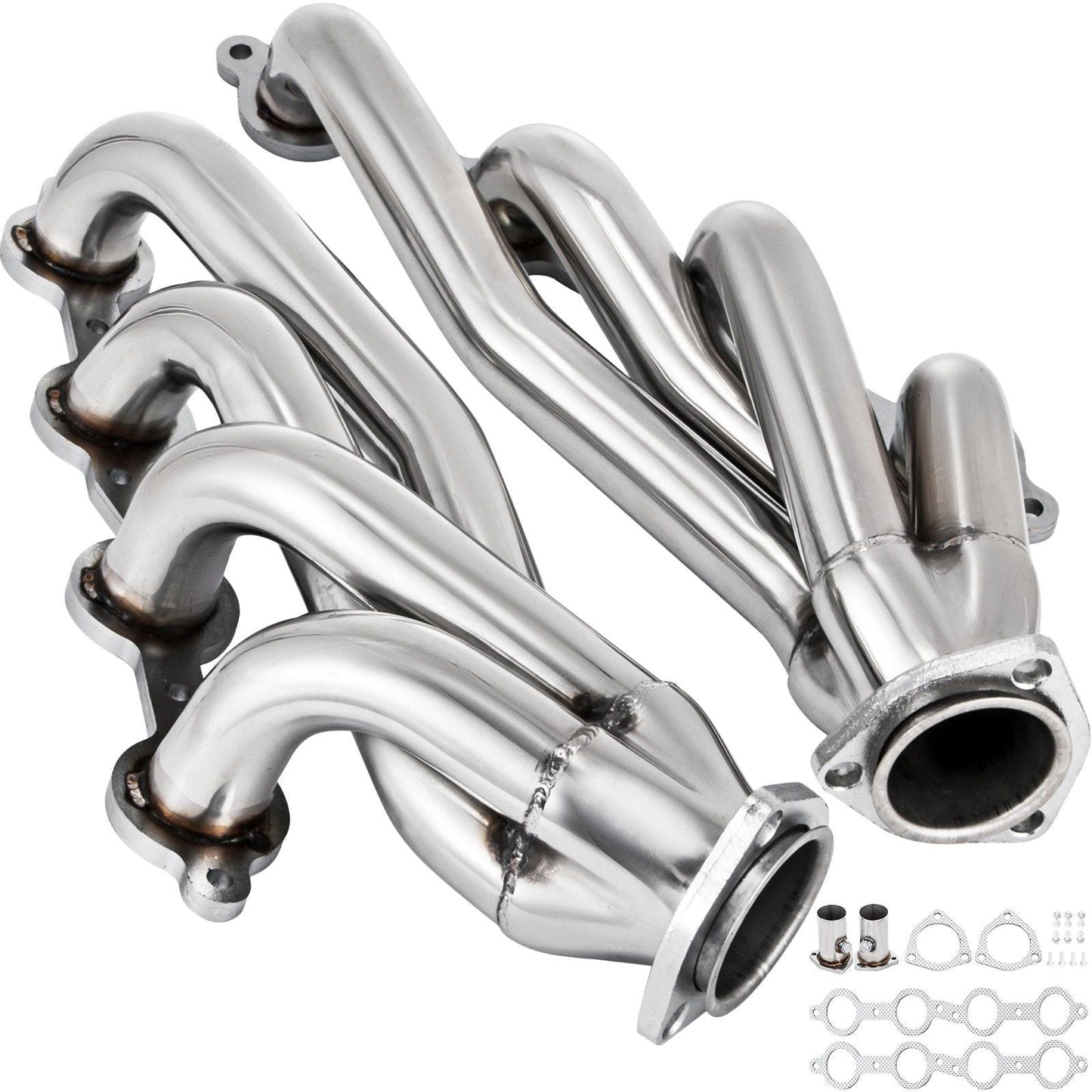 Exhaust Header Set 1 5/8" Exhaust Turbo Headers, Stainless Steel Exhaust Manifold Headers, Shorty Engine Conversion LS Swap Exhaust Headers for Chevy LS1 LS2 LS3 LS6 LS10 SUV/Truck Car