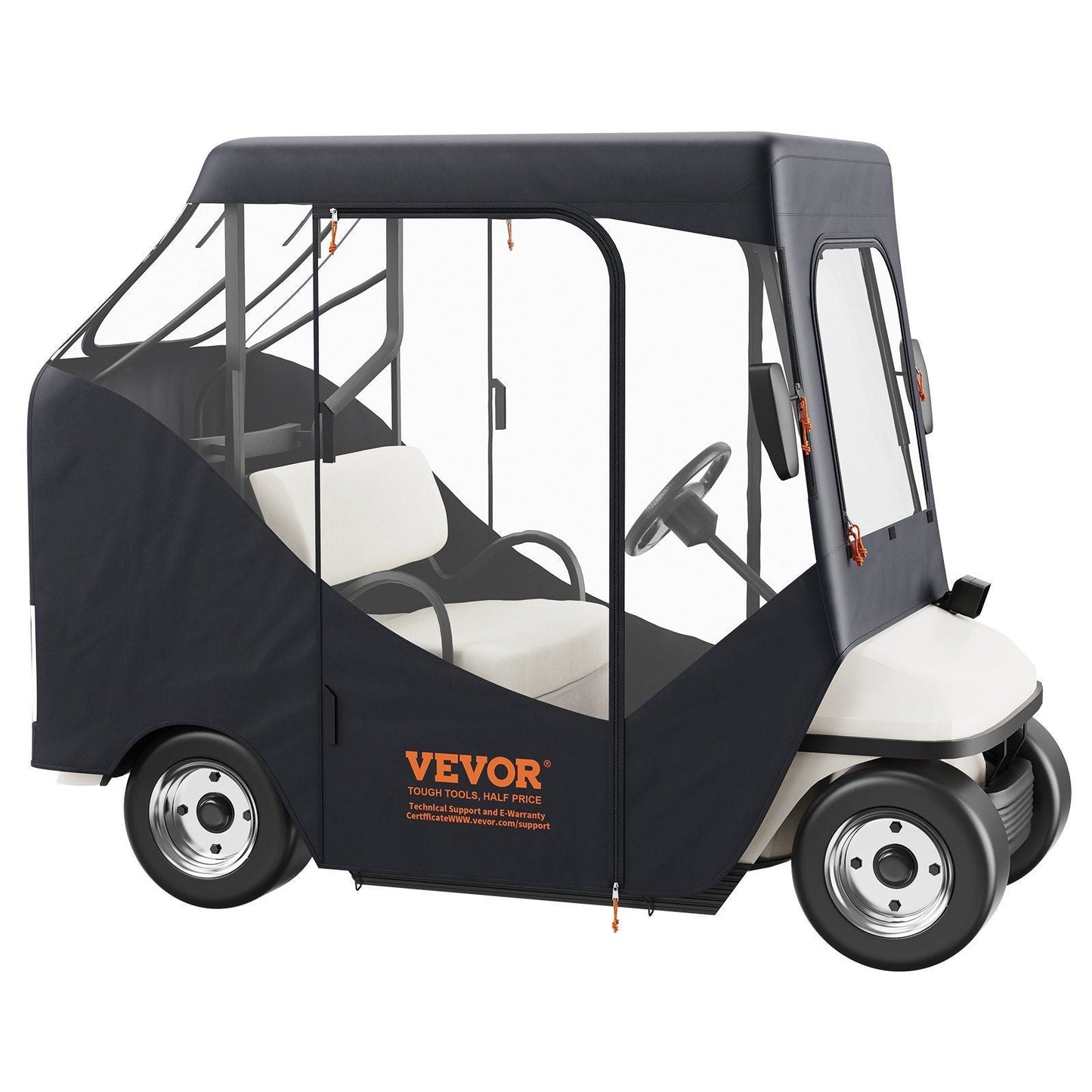 Golf Cart Enclosure, 600D Polyester Driving Enclosure with 4-Sided Transparent Windows, 2 Passenger Club Car Covers Universal Fits for Most Brand Carts, Sunproof and Dustproof Outdoor Cart Cover