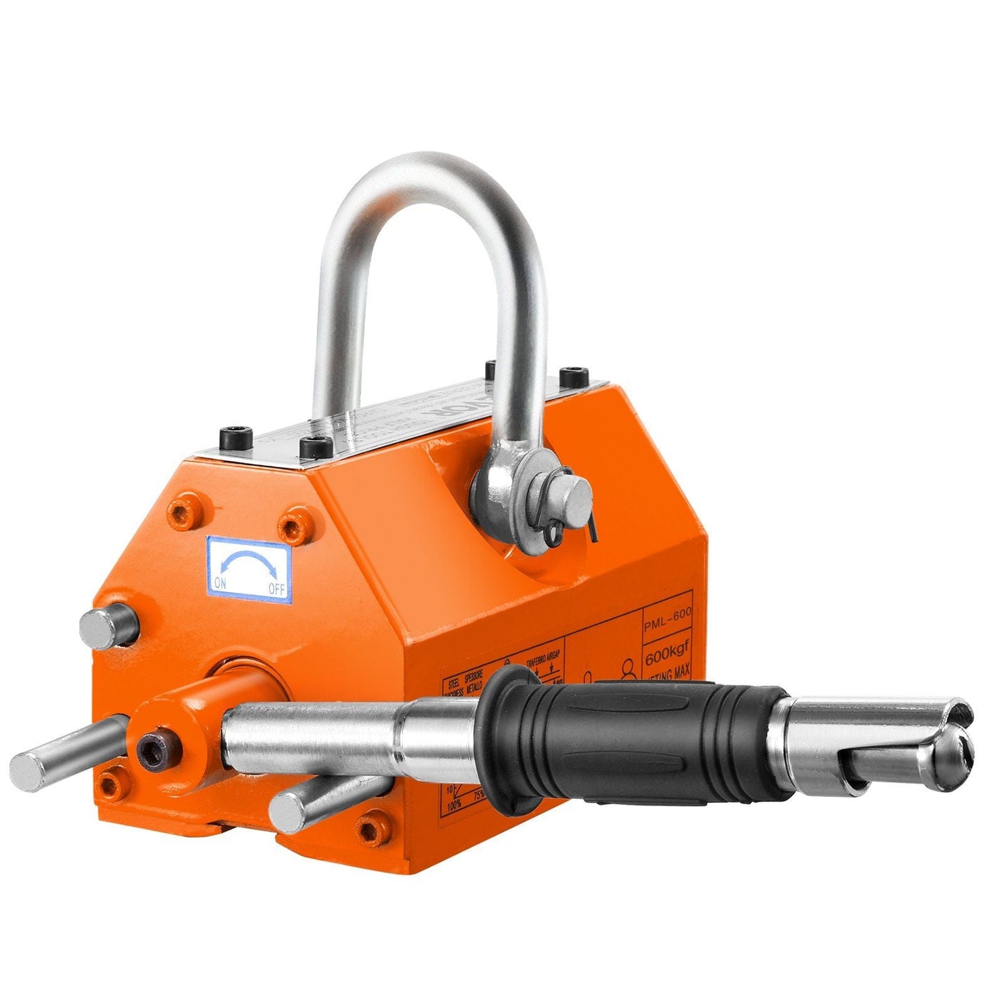 Magnetic Lifter, 1320 lbs/600kg Pulling Capacity, 2.5 Safety Factor, Steel and Neodymium, Lifting Magnet with Release, Permanent Lift Magnets, Heavy Duty Magnet for Hoist, Block, Shop Crane