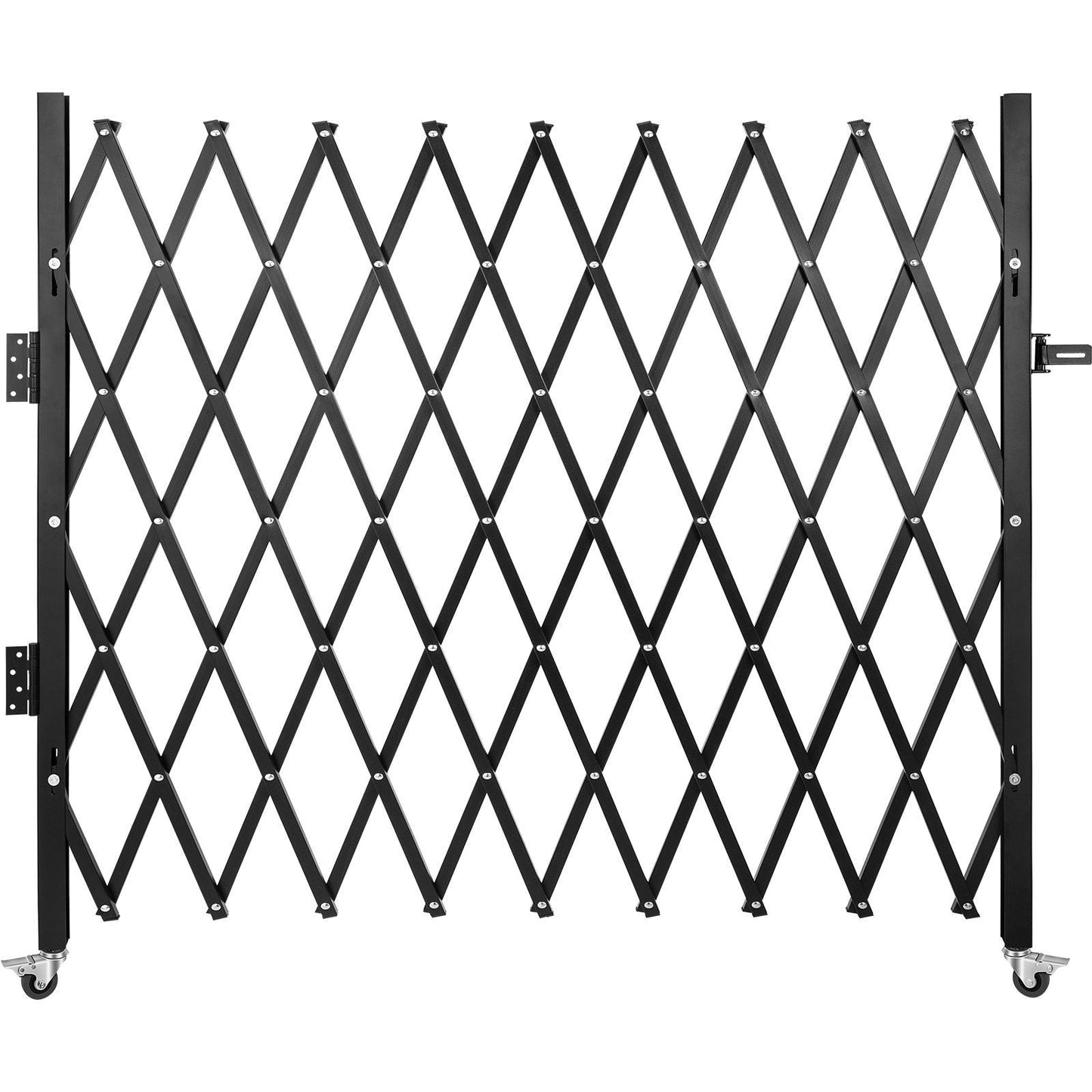 Single Folding Security Gate, 7.1'H x 7.9' W (85 x 95 inch)Folding Door Gate, Steel Accordion Security Gate, Flexible Expanding Security Gate, 360° Rolling Barricade Gate, Scissor Gate