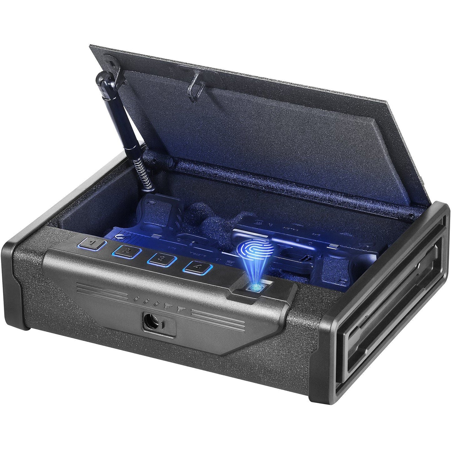 Gun Safe for Pistols, Biometric Gun Safe with Three Quick Access Ways of Fingerprints, Passwords and Keys, Handgun Safe for 2 Pistols for Home, Bedside, Nightstand, Car