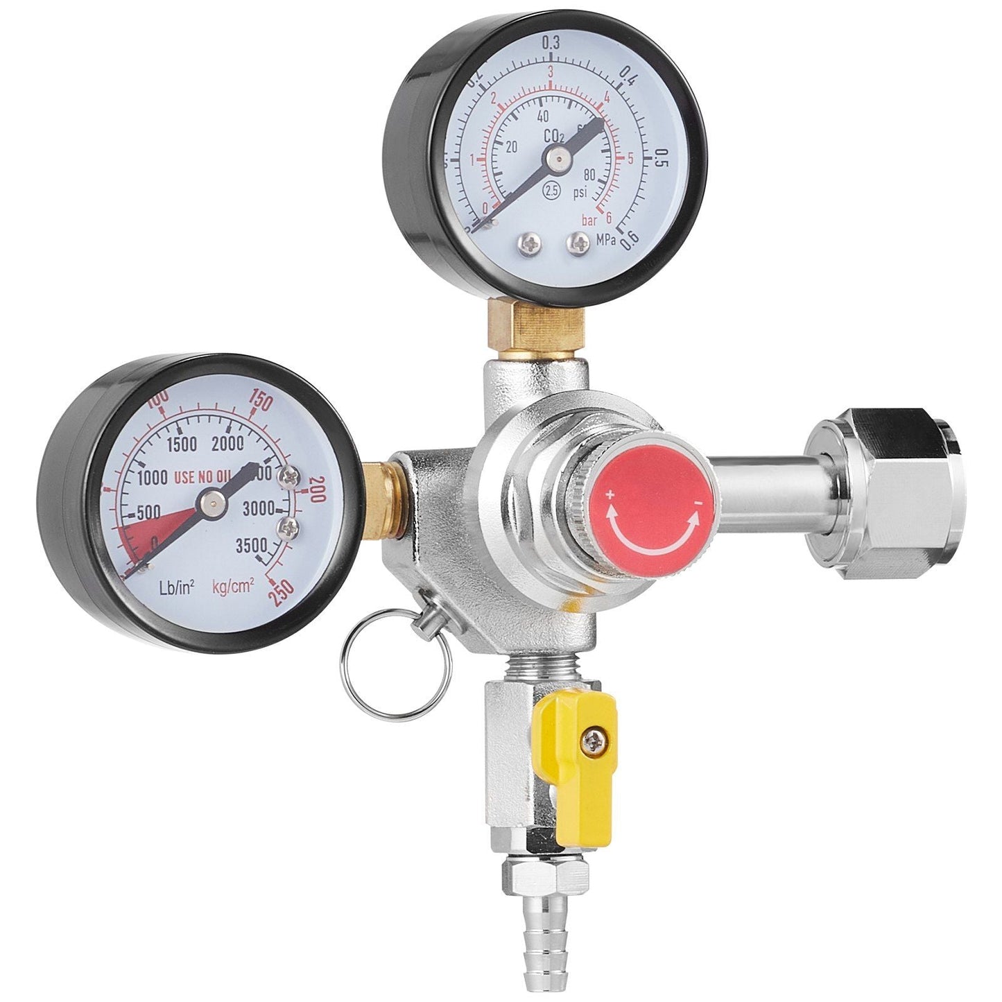 Double Gauge Regulator, CO2 Regulator Gauge with 0-60PSI, Heavy Duty CO2 Gauge Gas System, Draft Beer Regulator with Check Valve, Adjustable Pressure Regulator for Draft Beer Homebrew, CGA320
