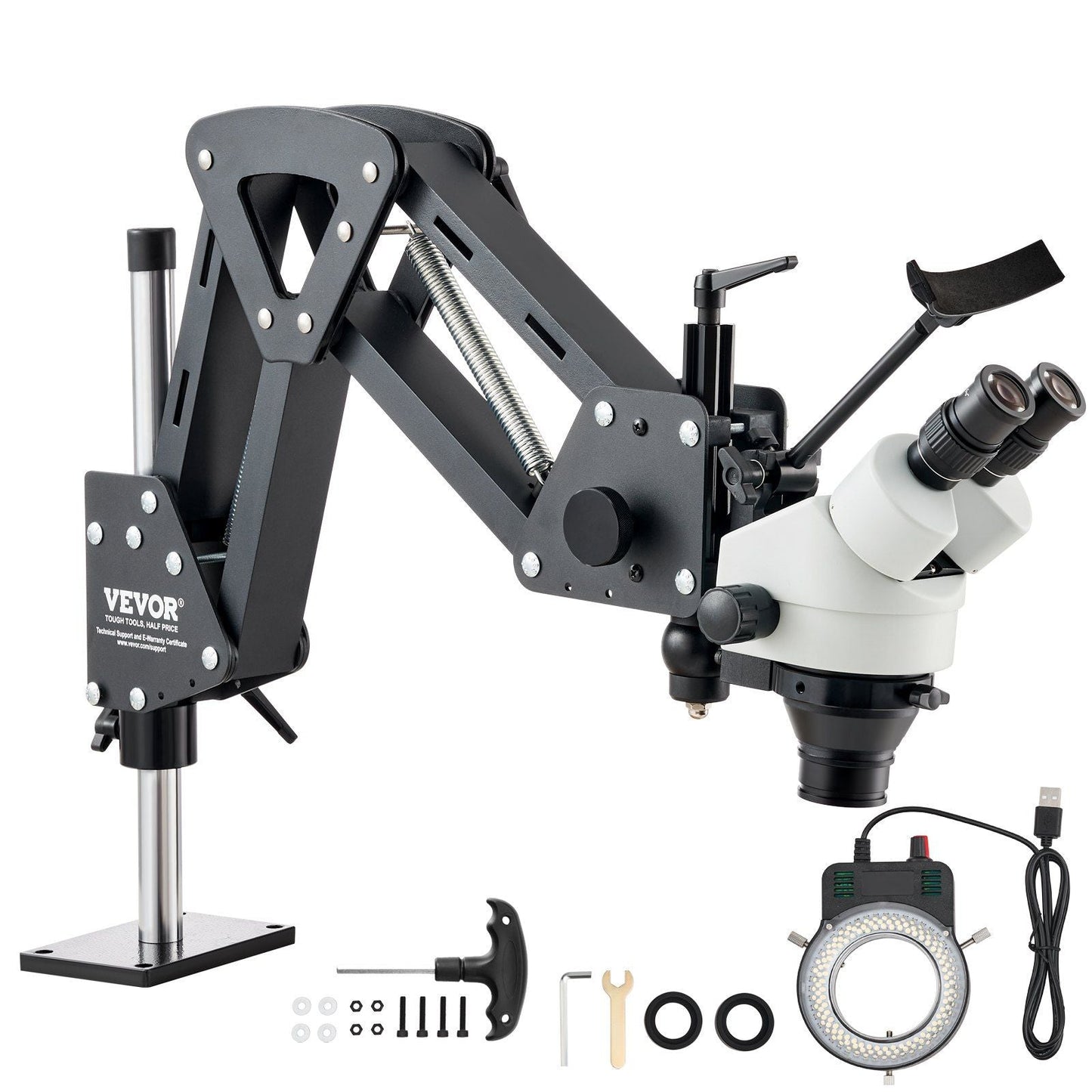Multi-Directional Microscope with Spring Bracket Ring Light 7X-45X Jewelry